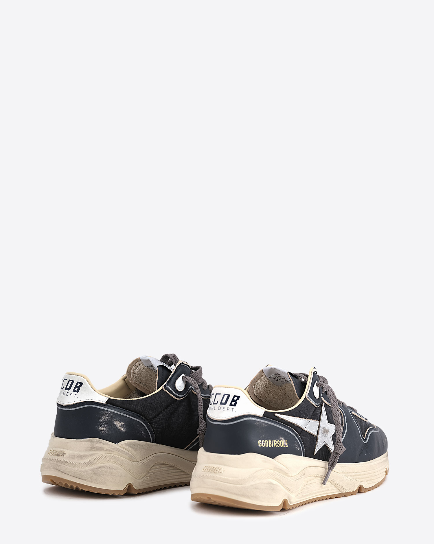 Golden Goose Homme Sneakers Running Sole Marine Blanc Argent 50870