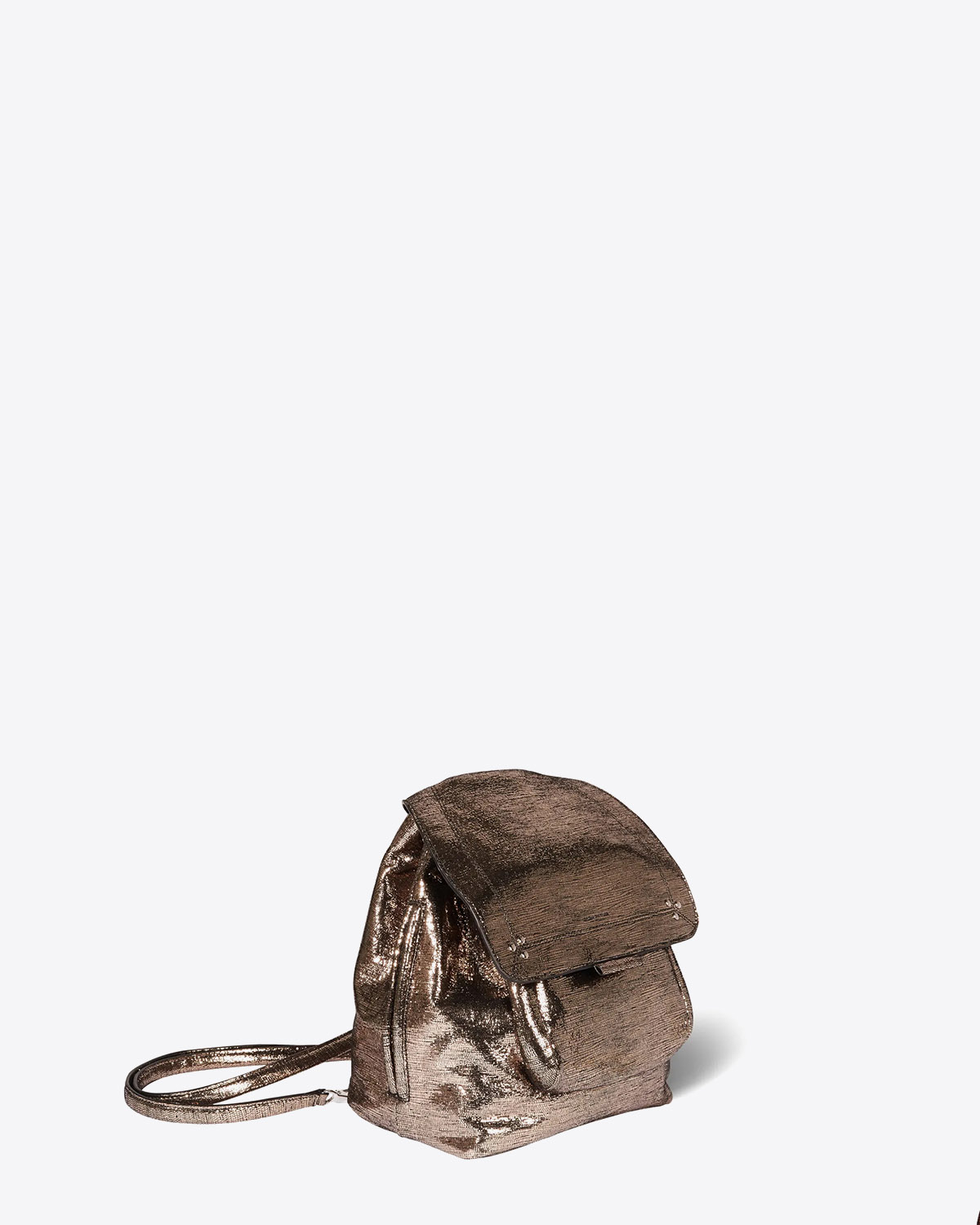 Sac à dos Lulu lamé champagne Jérôme Dreyfuss. Profil. 