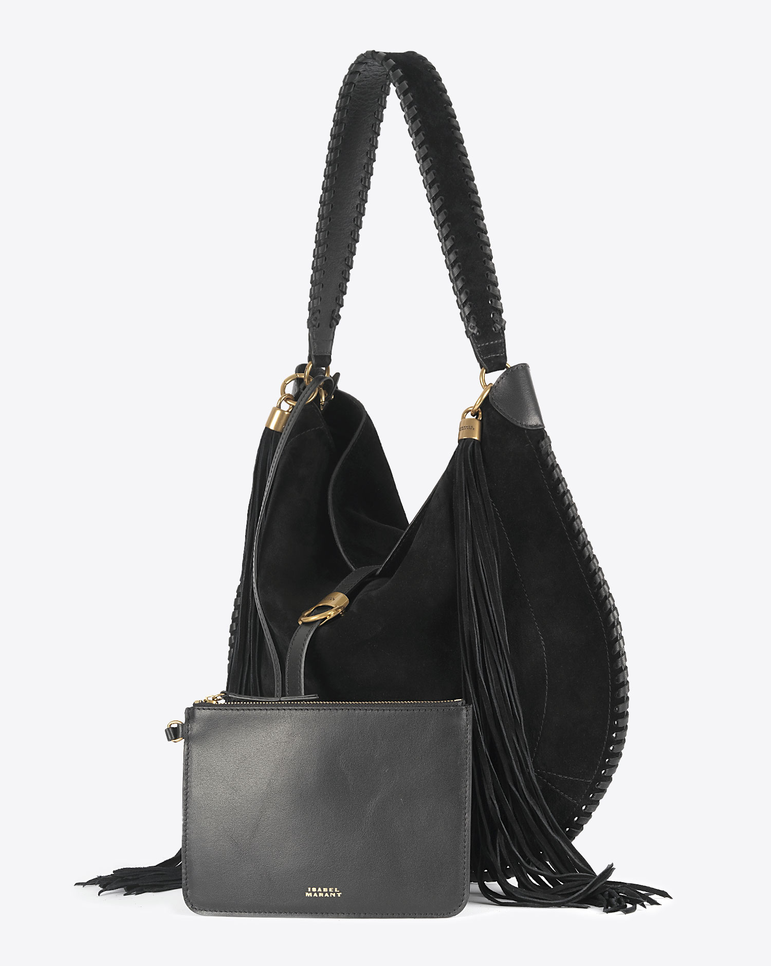 Produit Sac Besace Altay Isabel Marant en cuir suédé noir. 
