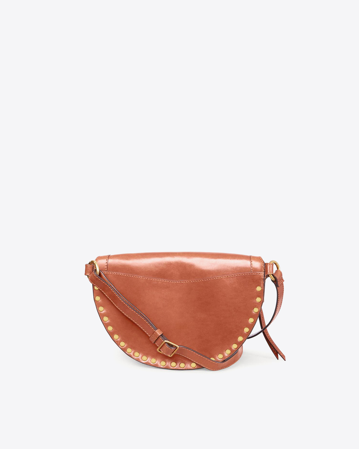 Sac banane en cuir cognac clouté Skano Isabel Marant. Détail dos.