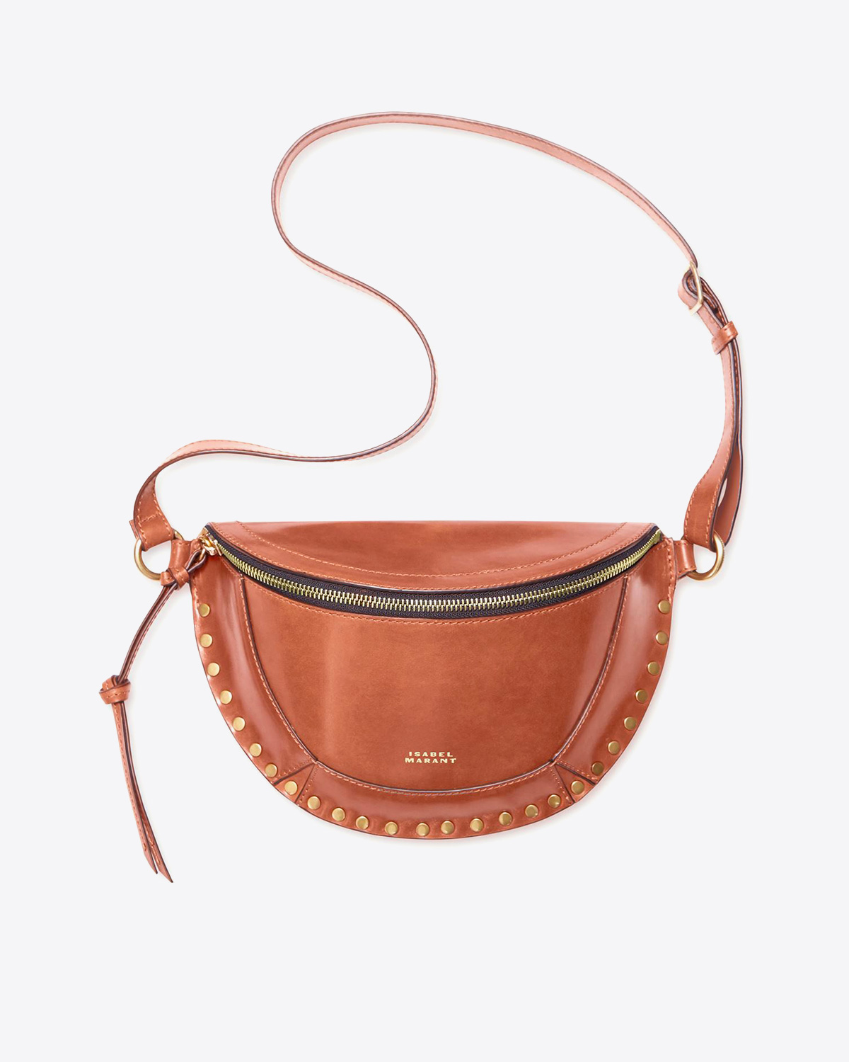 Sac banane en cuir cognac clouté Skano Isabel Marant.