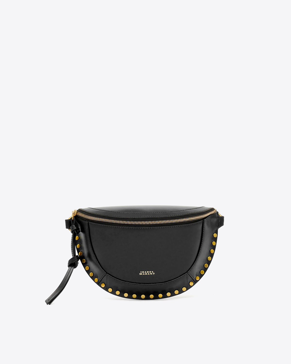 Sac banane en cuir lisse noir clouté Skano Isabel Marant. Face.