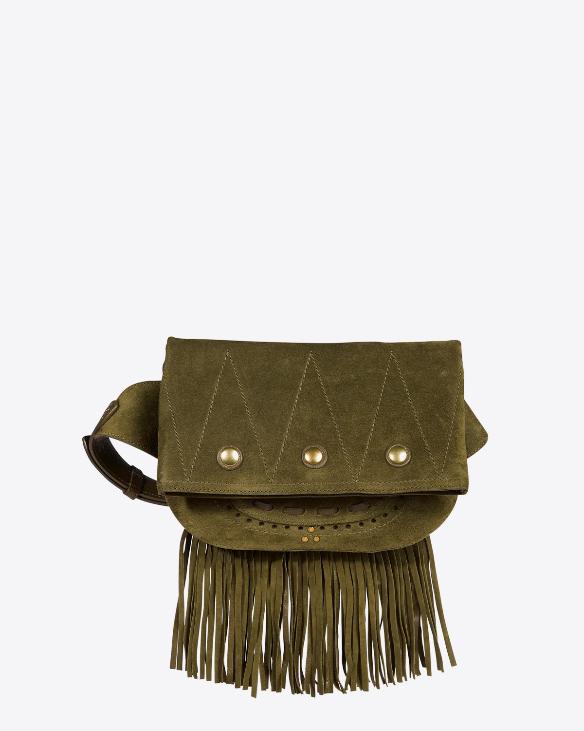 Jérôme Dreyfuss sac Jerry Banane Split Calfskin Avocat. Face avec franges.