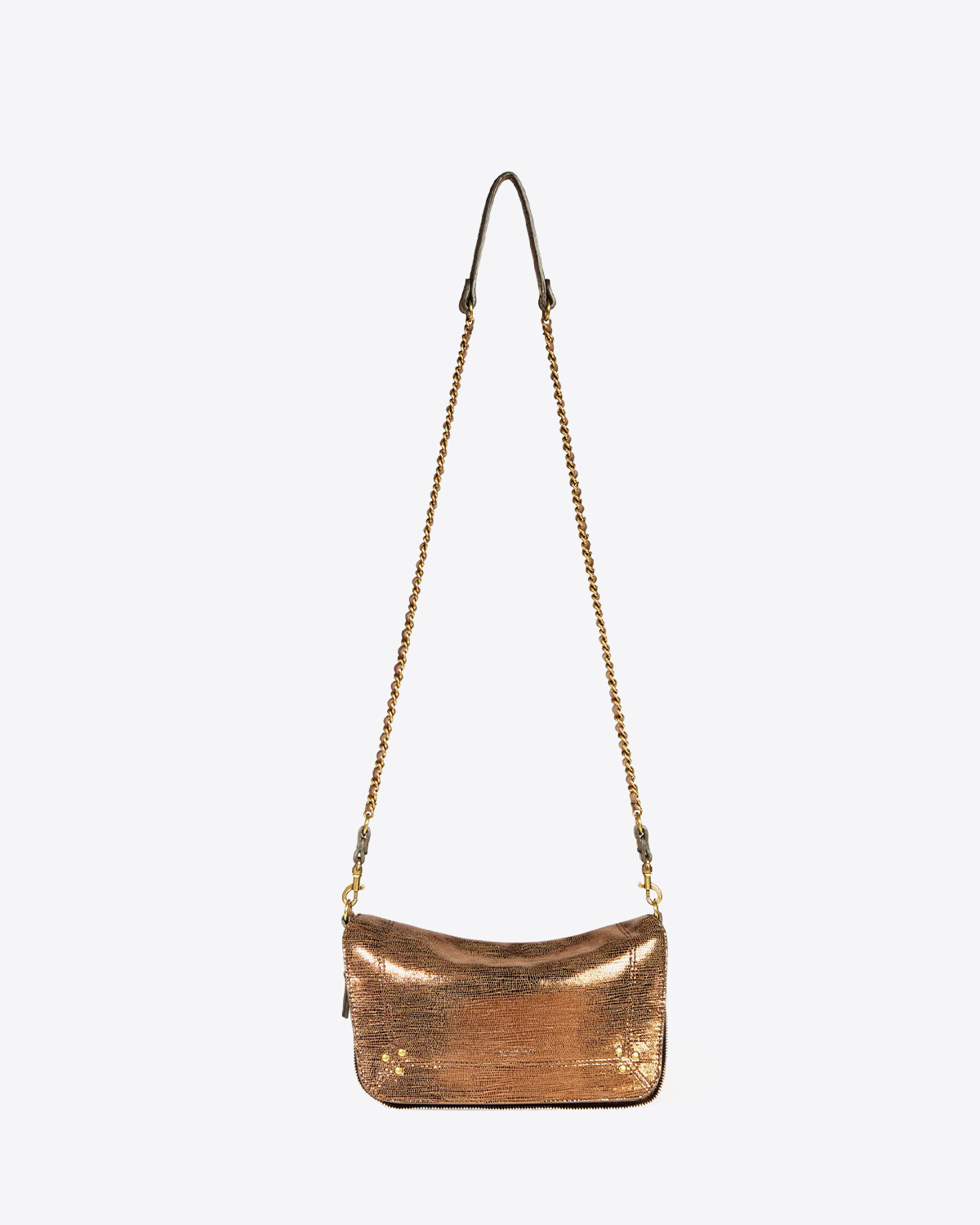 Sac bandoulière Bobi S chèvre lamé bronze Jérôme Dreyfuss. 