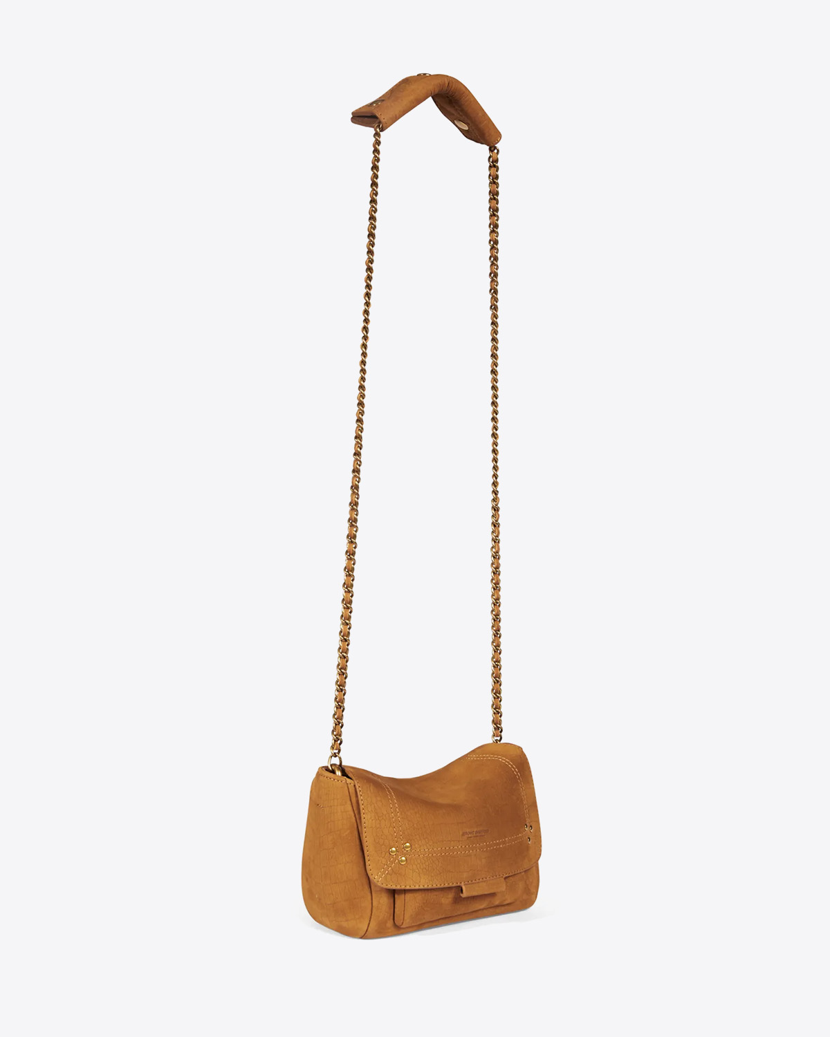 Mini sac en cuir taurillon effet croco bandoulière chaine et cuir Lulu S Jérôme Dreyfuss.  
