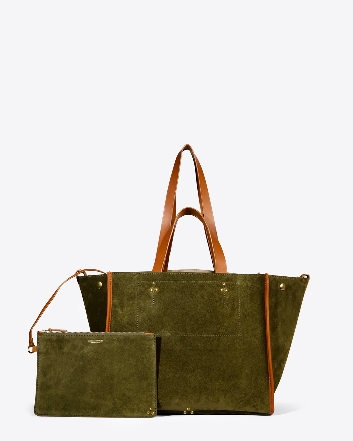 Jérôme Dreyfuss cabas Léon M Split Suede Avocat. Face.