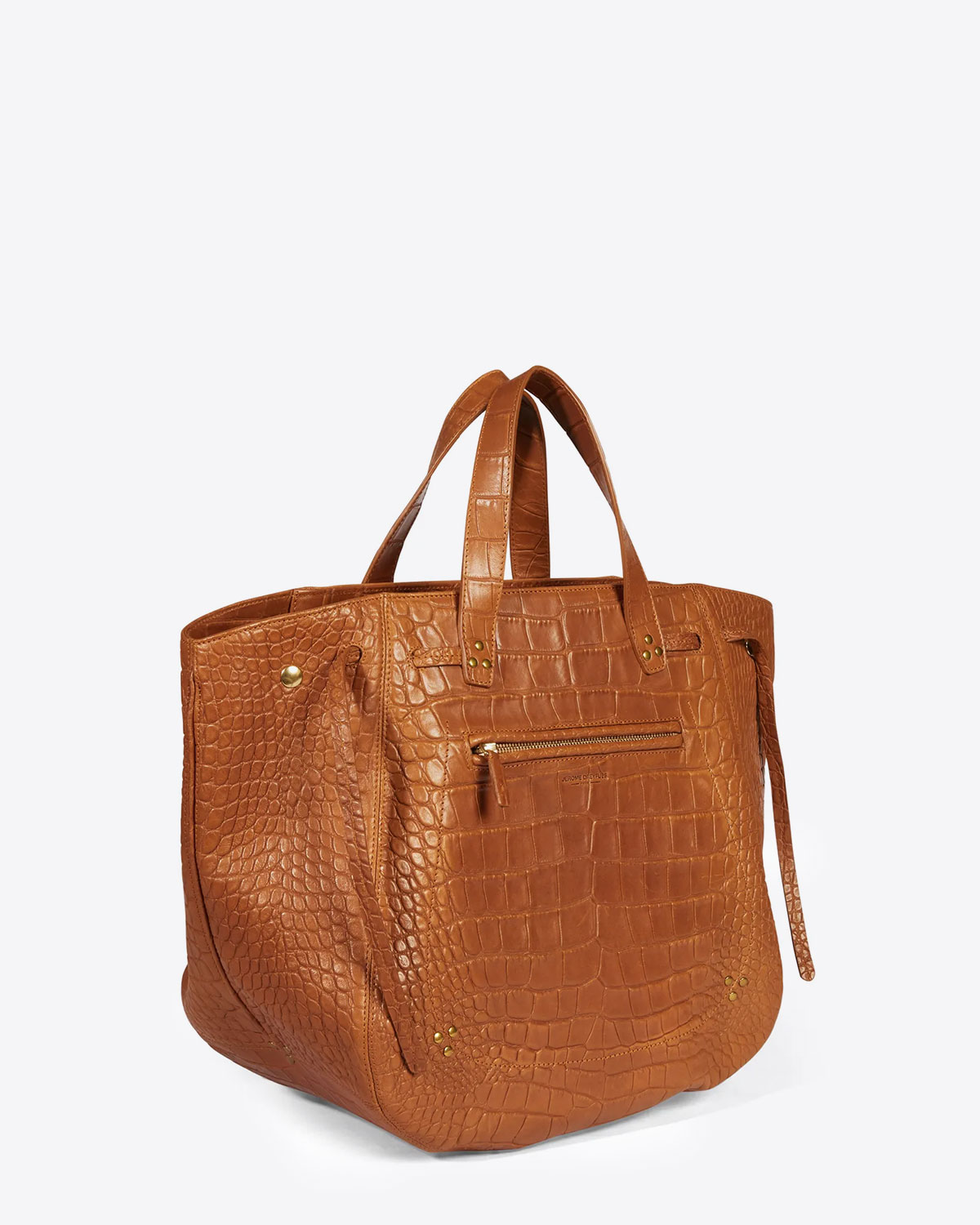 Sac cabas Marius agneau croco Whisky Jérôme Dreyfuss. Profil.