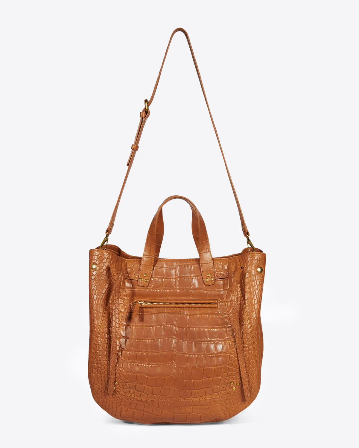 Sac cabas Marius agneau croco Whisky Jérôme Dreyfuss. Bandoulière longue.