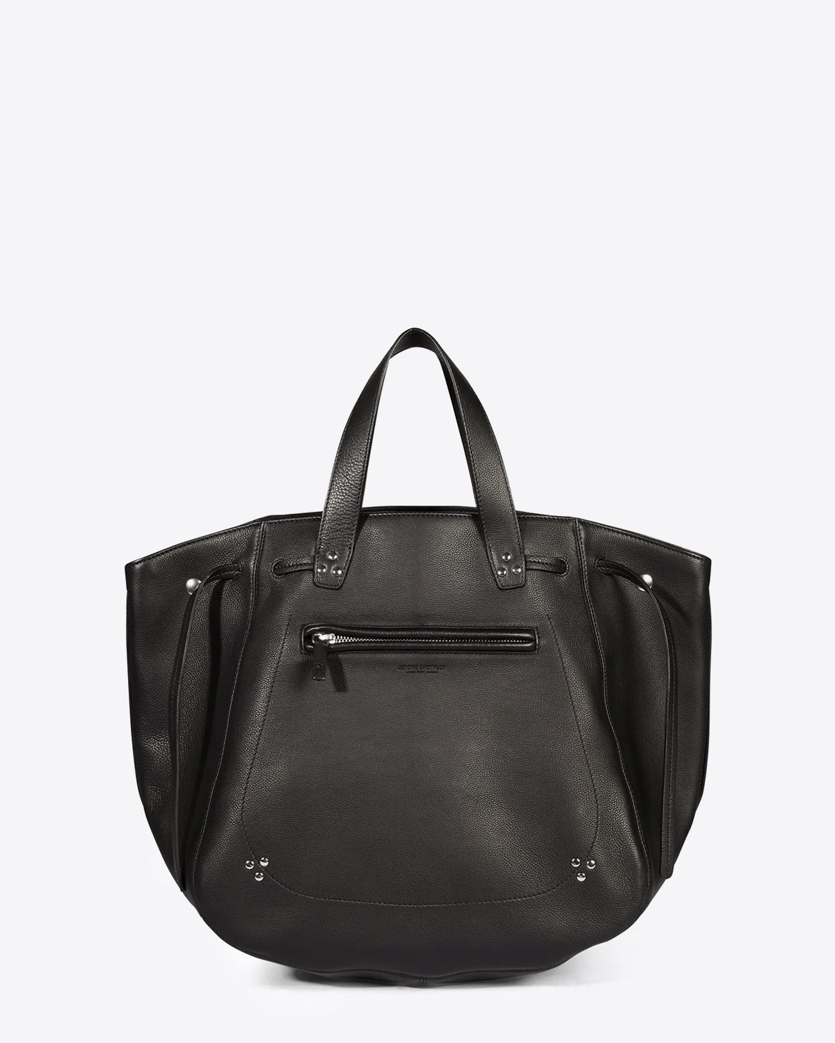 Sac cabas Marius veau noir silver Jérôme Dreyfuss. Face.