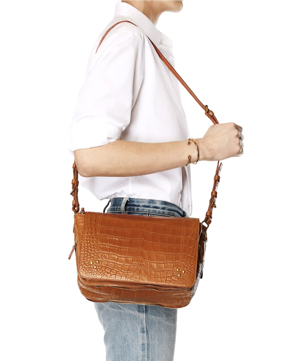 Jérôme Dreyfuss Collection Igor Lambskin - Croco Whisky
