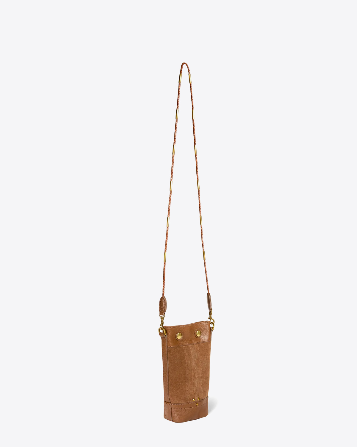 Produit Sac Ben Mini en cuir suédé Tabac Jérôme Dreyfuss. Profil. 