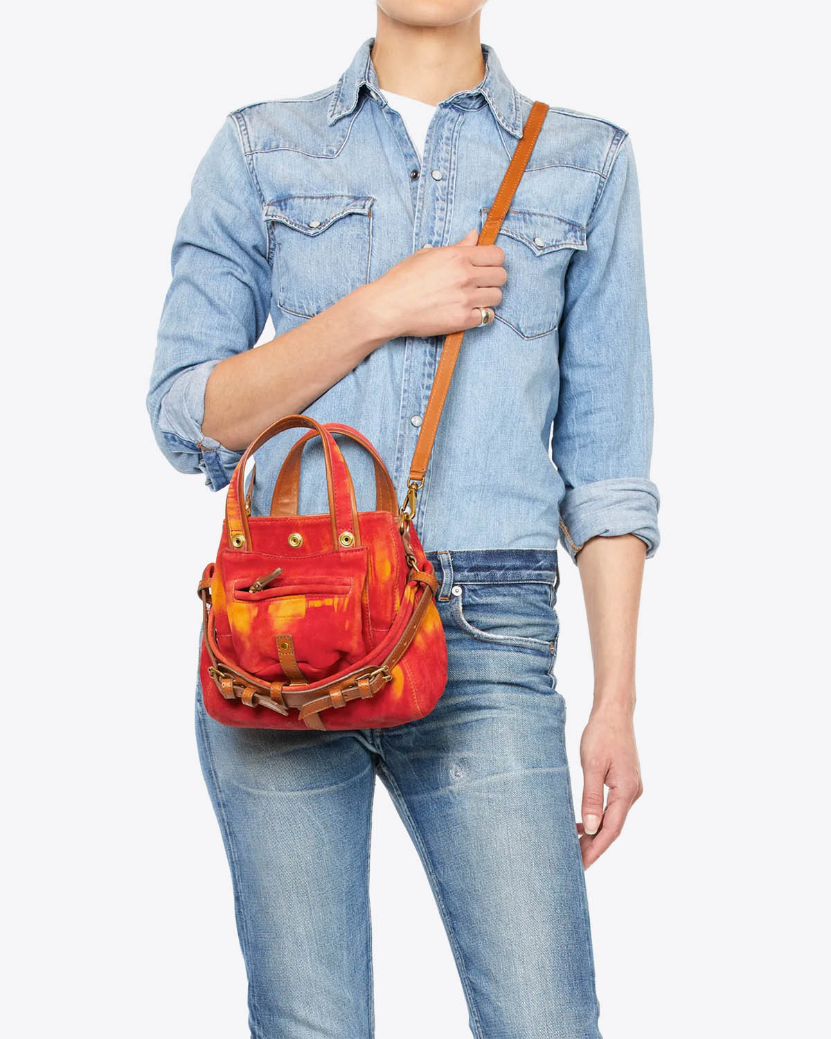 Jérôme Dreyfuss Sac Billy Nano Croûte Velours Tie Dye Orange