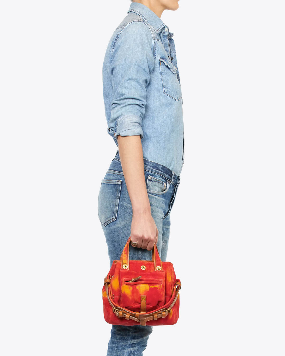 Jérôme Dreyfuss Sac Billy Nano Croûte Velours Tie Dye Orange