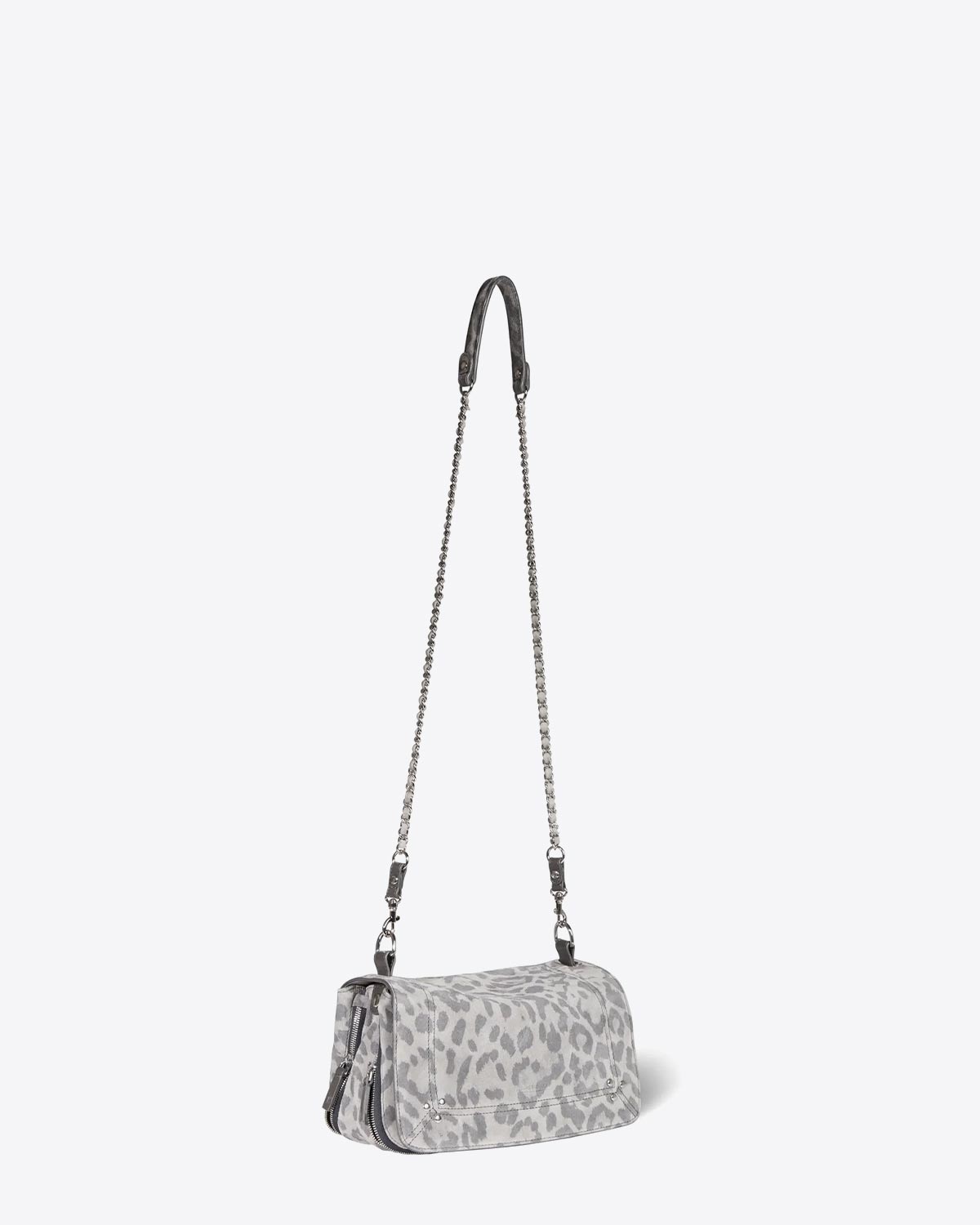 Jérôme Dreyfuss Sac Bobi Split Suede Léopard Gris
