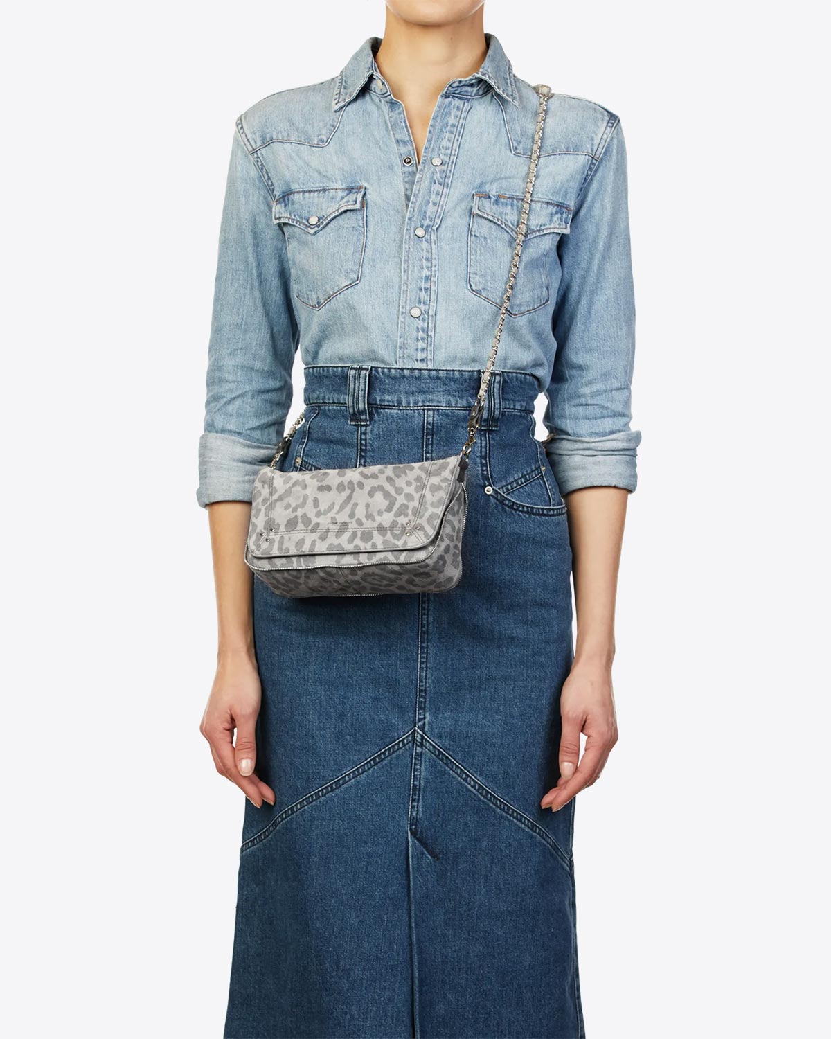 Sac Bobi S Split Suede Léopard Gris  Jérôme Dreyfuss