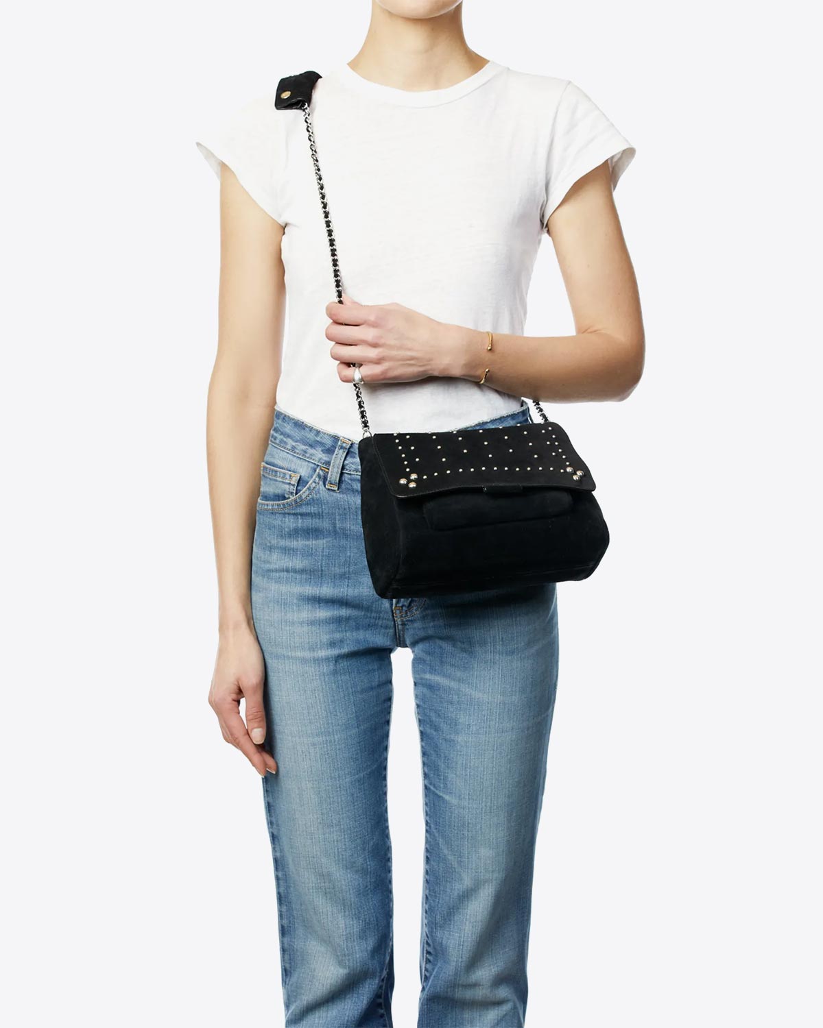 Sac Lulu Jérôme Dreyfuss  M Split Suede Taos Silver 
