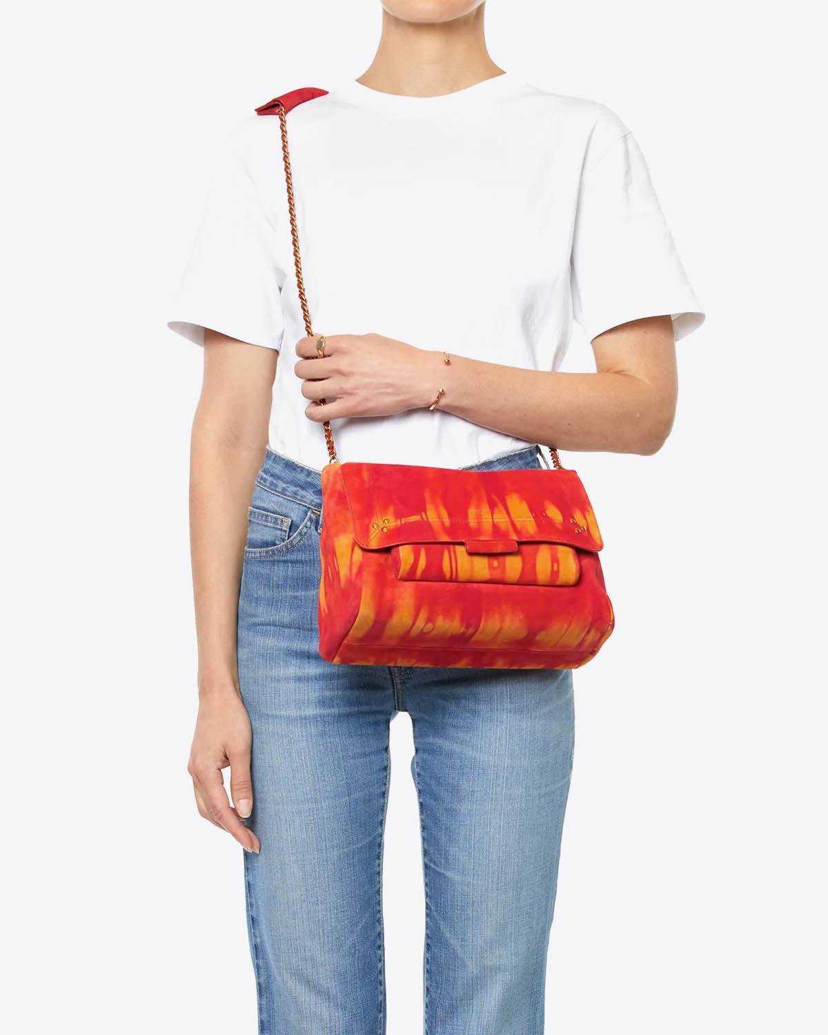 Jérôme Dreyfuss Sac Lulu L Croûte Velours Tie Dye Orange