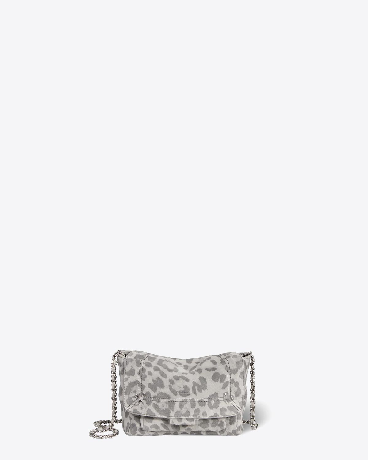 Jérôme Dreyfuss Sac  Lulu S Split Suede Léopard Gris 

