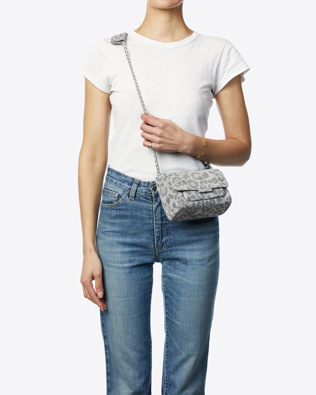 Sac Jérôme Dreyfuss Lulu S Split Suede Léopard Gris

