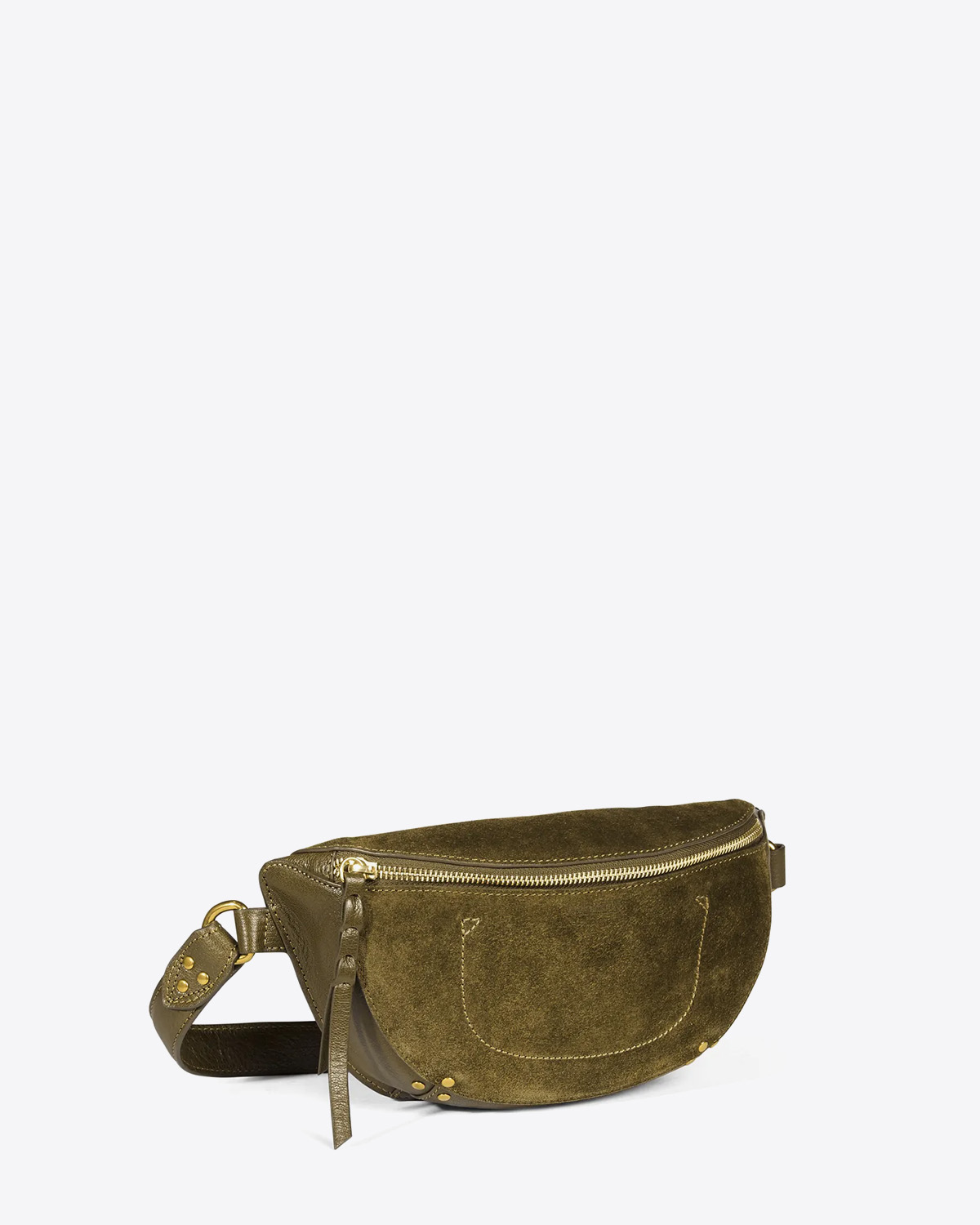 Sac banane en daim kaki Avocat Lino Jérôme Dreyfuss. Profil. 