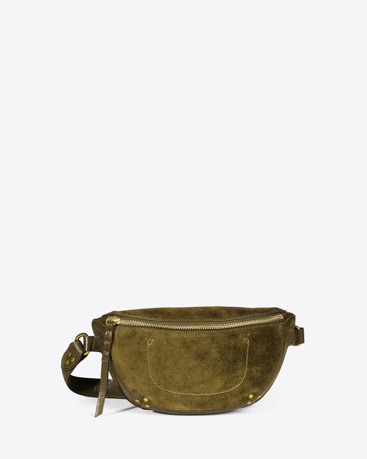 Sac banane en daim kaki Avocat Lino Jérôme Dreyfuss. Face. 