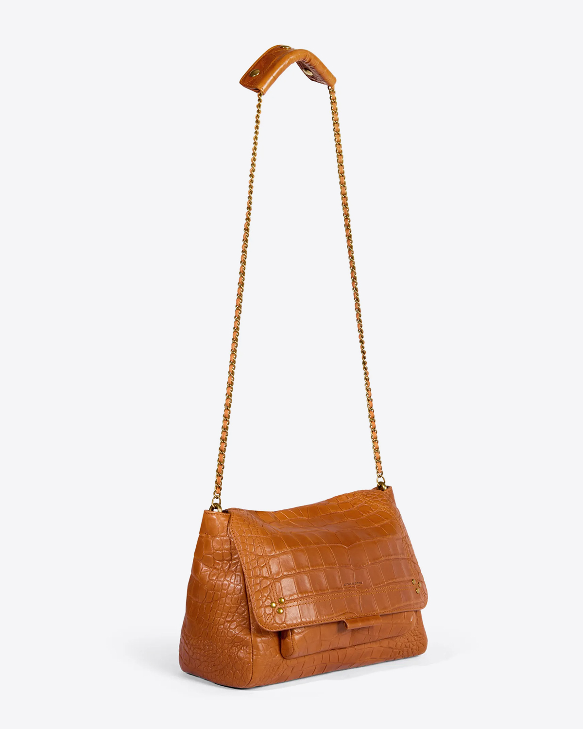 Jérôme Dreyfuss Lulu L Lambskin Croco Whisky. Longue chaine dorée.