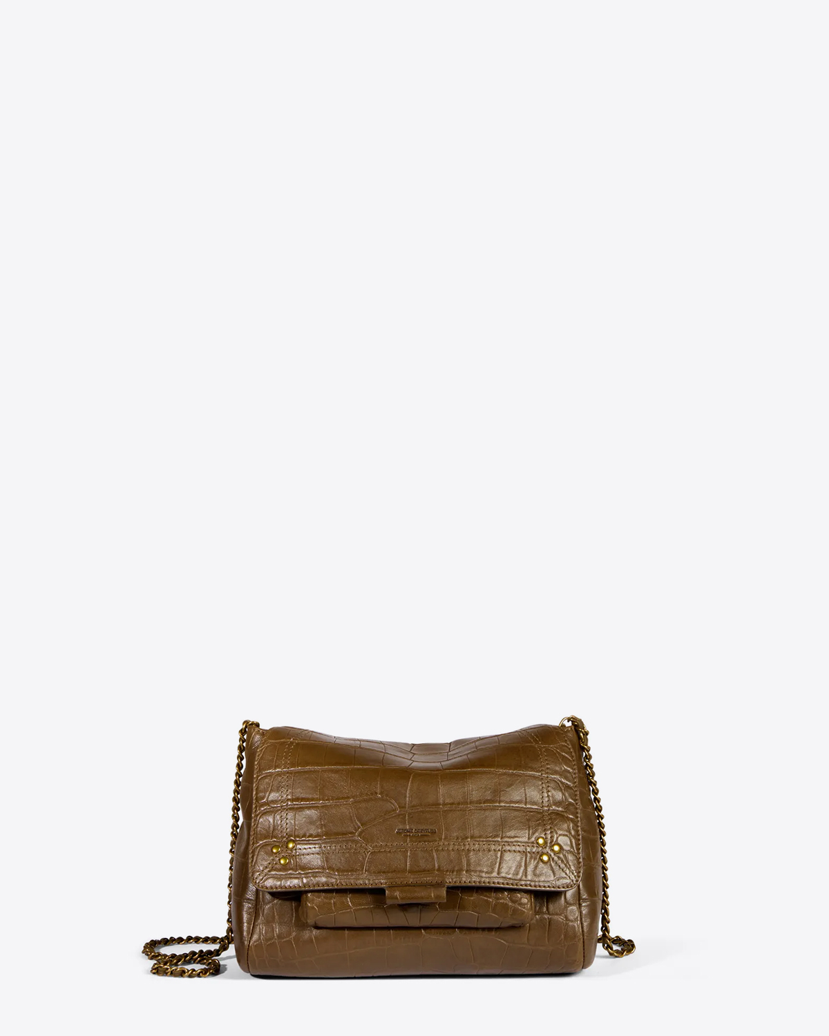 Sac Lulu M agneau croco kaki Jérôme Dreyfuss. Face.