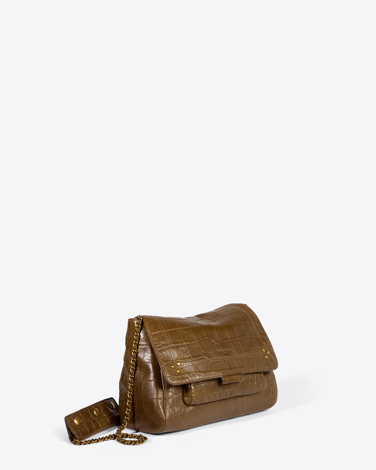 Sac Lulu M agneau croco kaki Jérôme Dreyfuss. Profil.