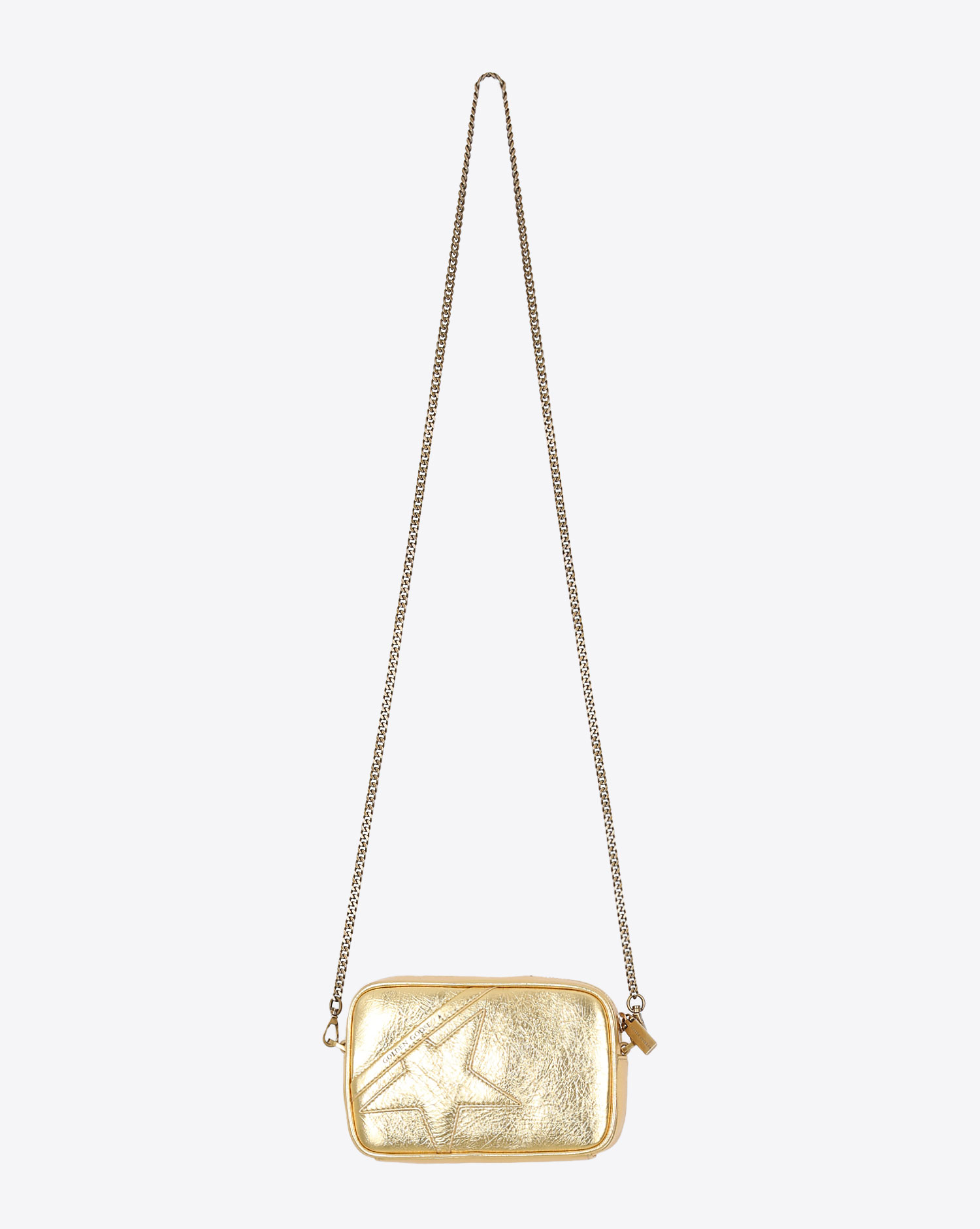 Mini sac en cuir doré à bandoulière chaine Mini Star 65121 Golden Goose. Face. 