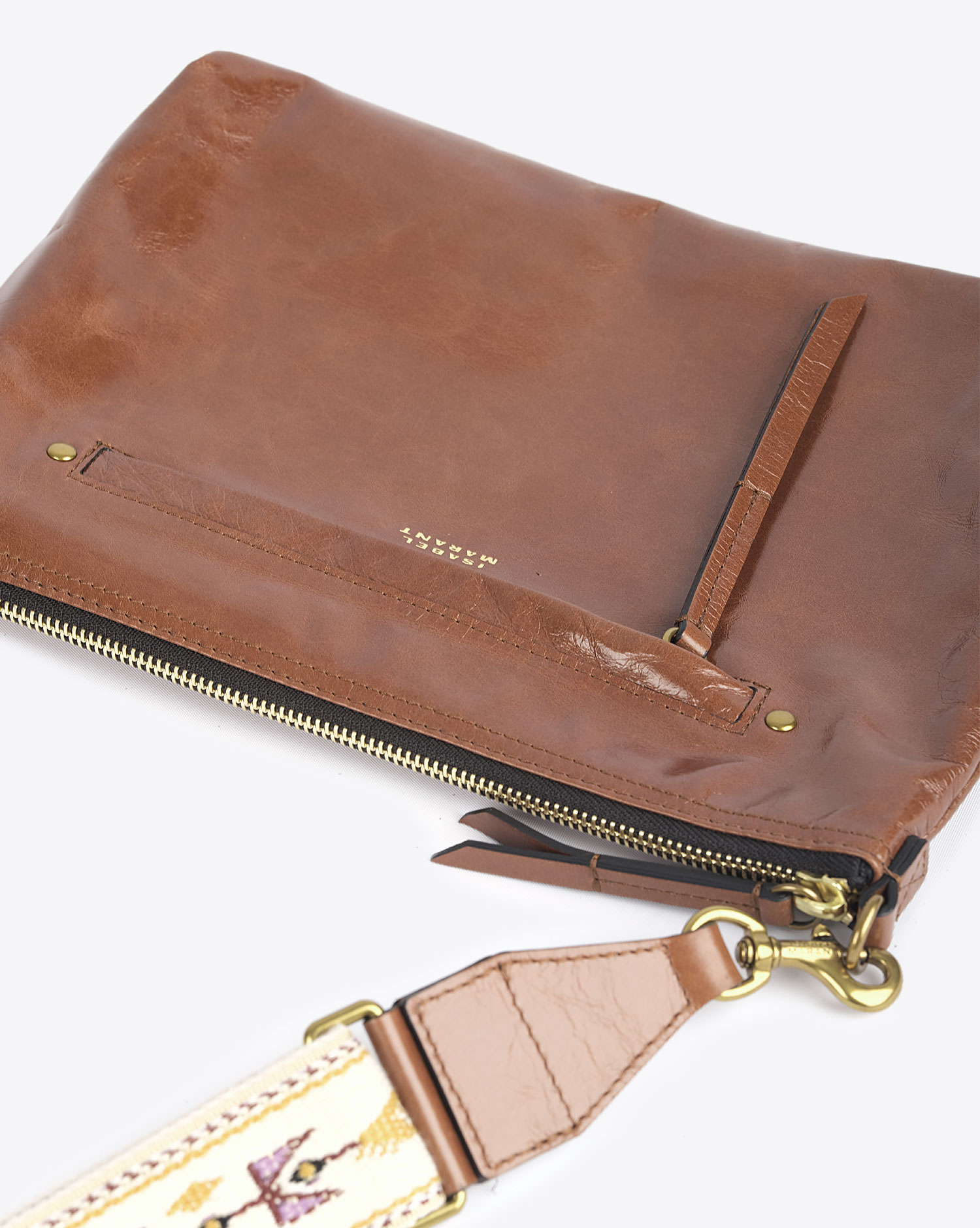 Produit Sac Nessah Isabel Marant en cuir cognac.
