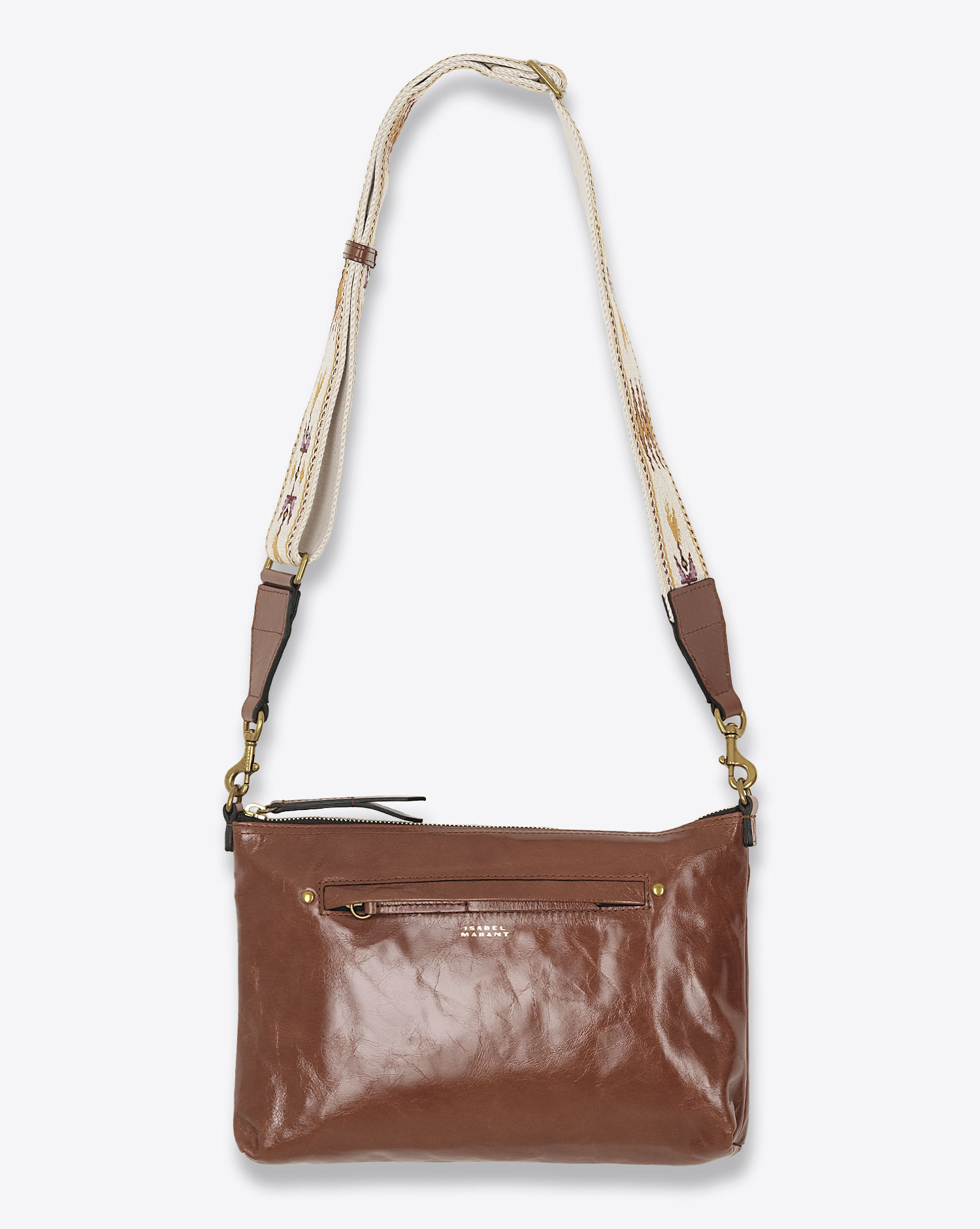 Produit Sac Nessah Isabel Marant en cuir cognac. Vue face. 
