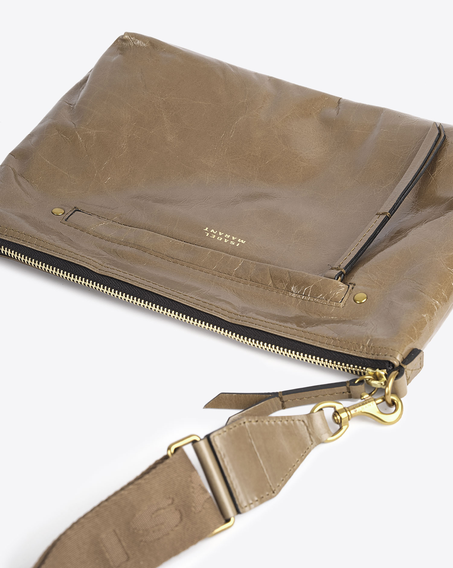 Produit Sac Nessah Isabel Marant en cuir kaki foncé. 