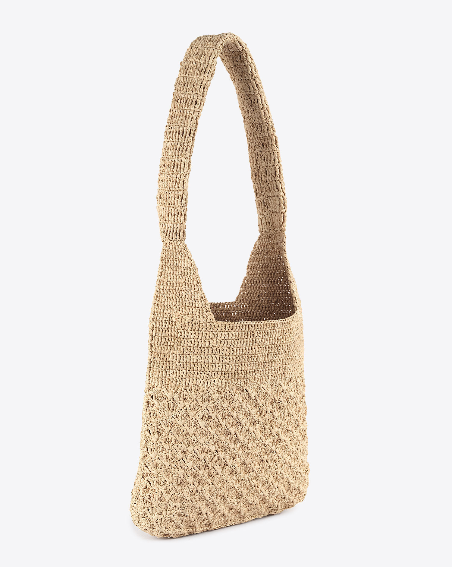Produit Sac Praia Isabel Marant en raphia naturel avec logo rose. Vue dos.