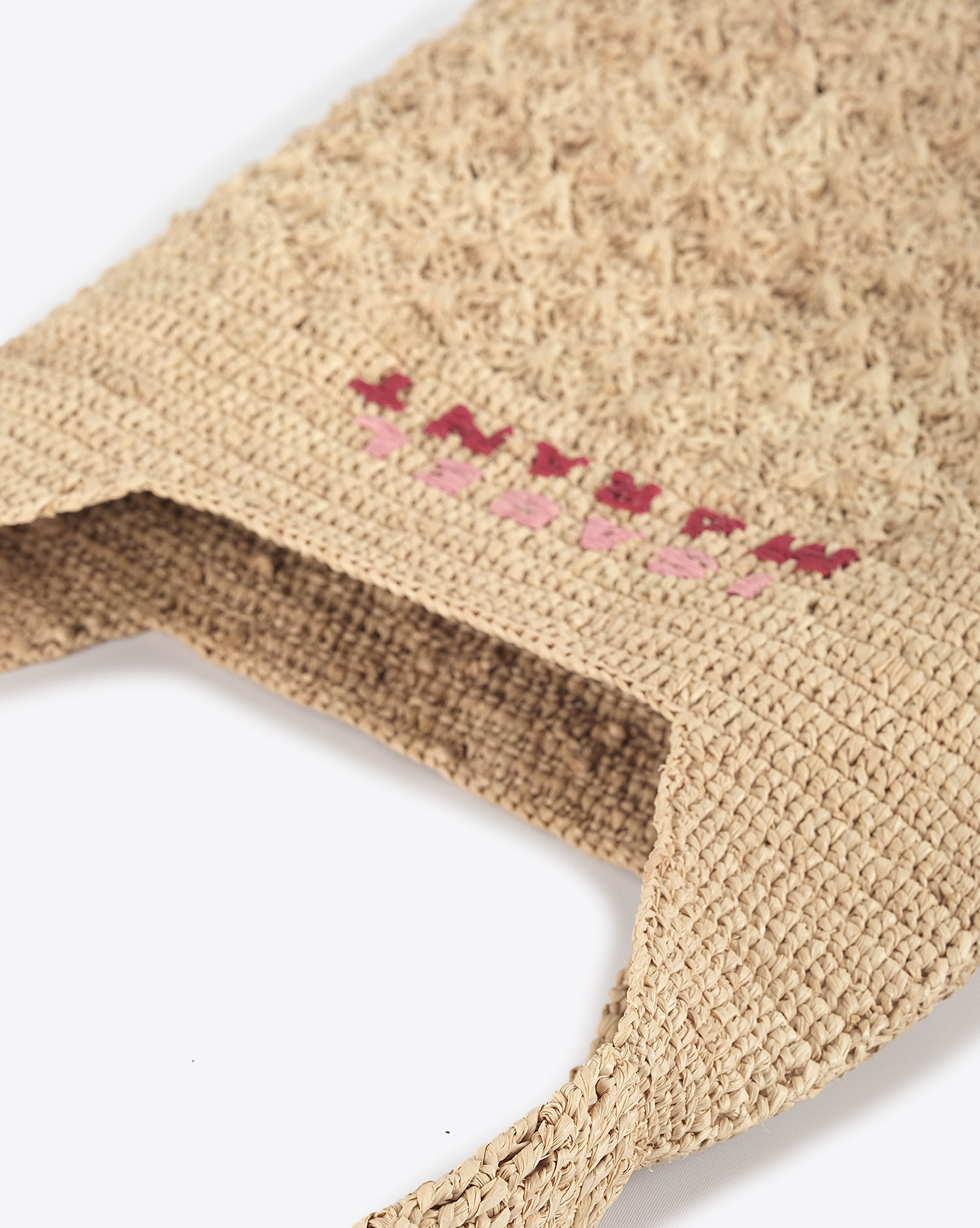Sac Praia Isabel Marant en raphia naturel avec logo rose. 