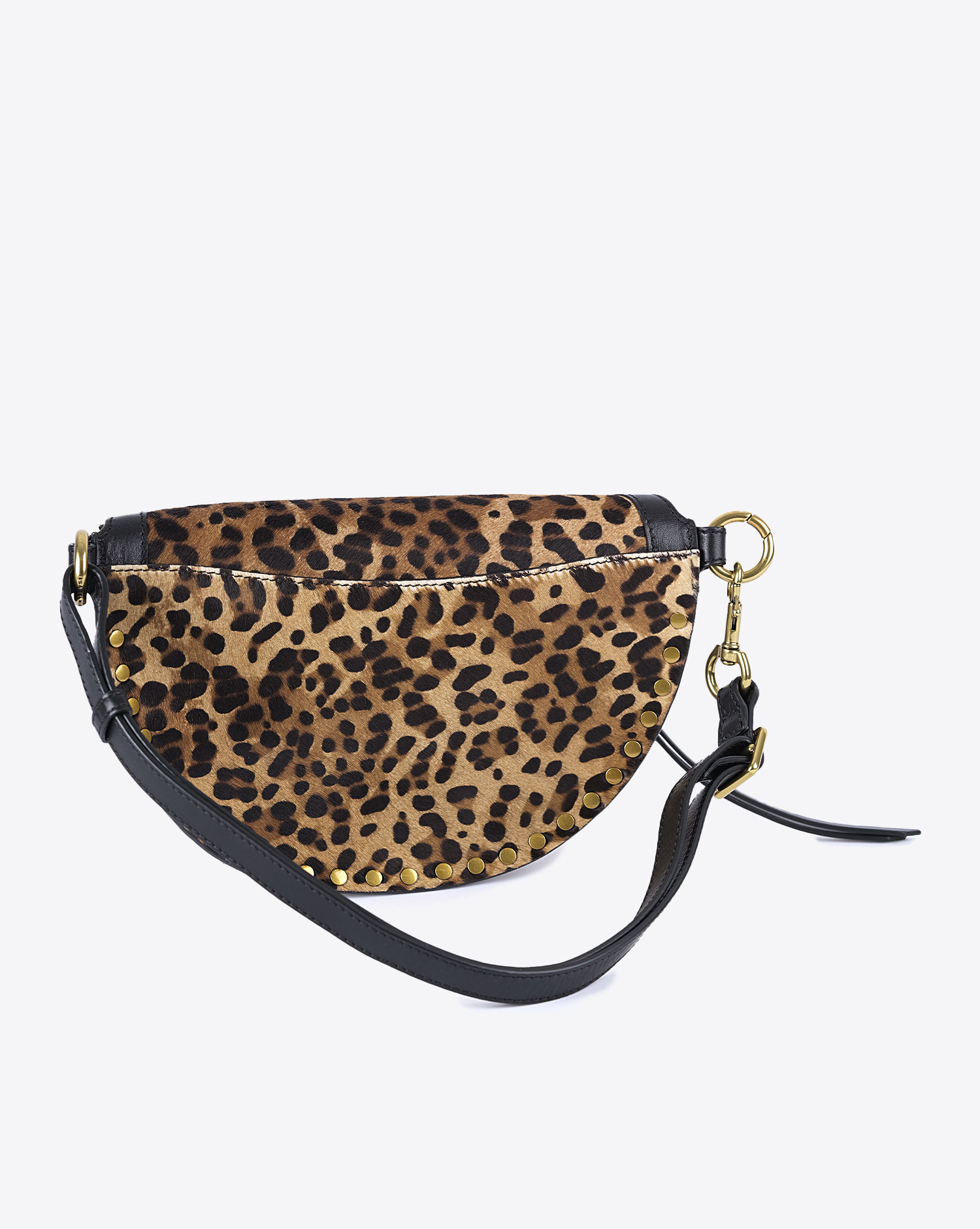Produit Sac banane Skano Isabel Marant en cuir suédé imprimé léopard. Vue dos. 