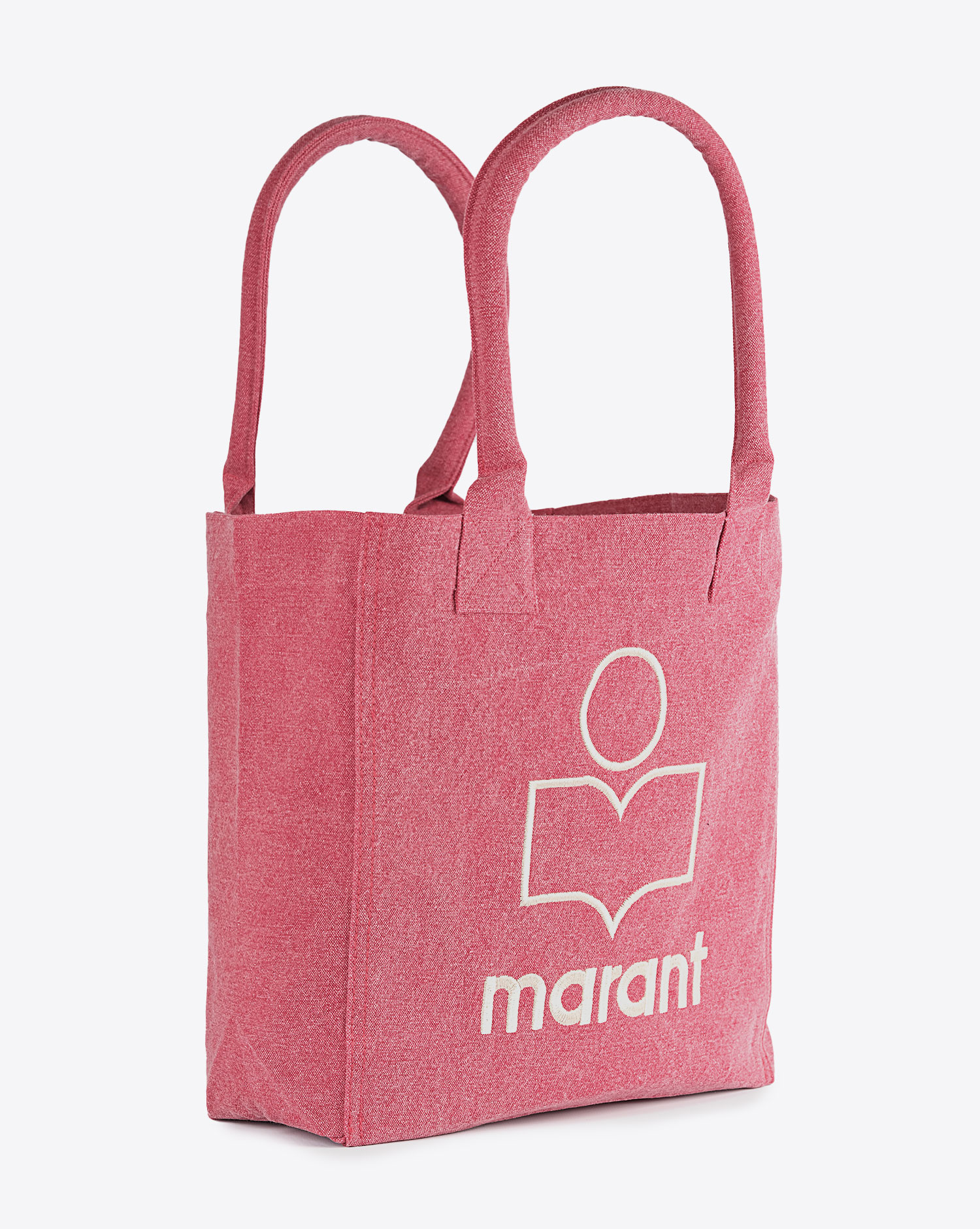 Produit Petit sac cabas Yenky Isabel marant rose avec logo. vue profil. 