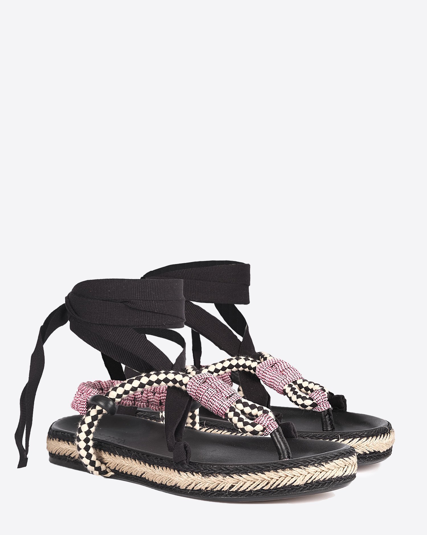 Produit Sandales plates Gypsa Isabel Marant noires. Vue face.  