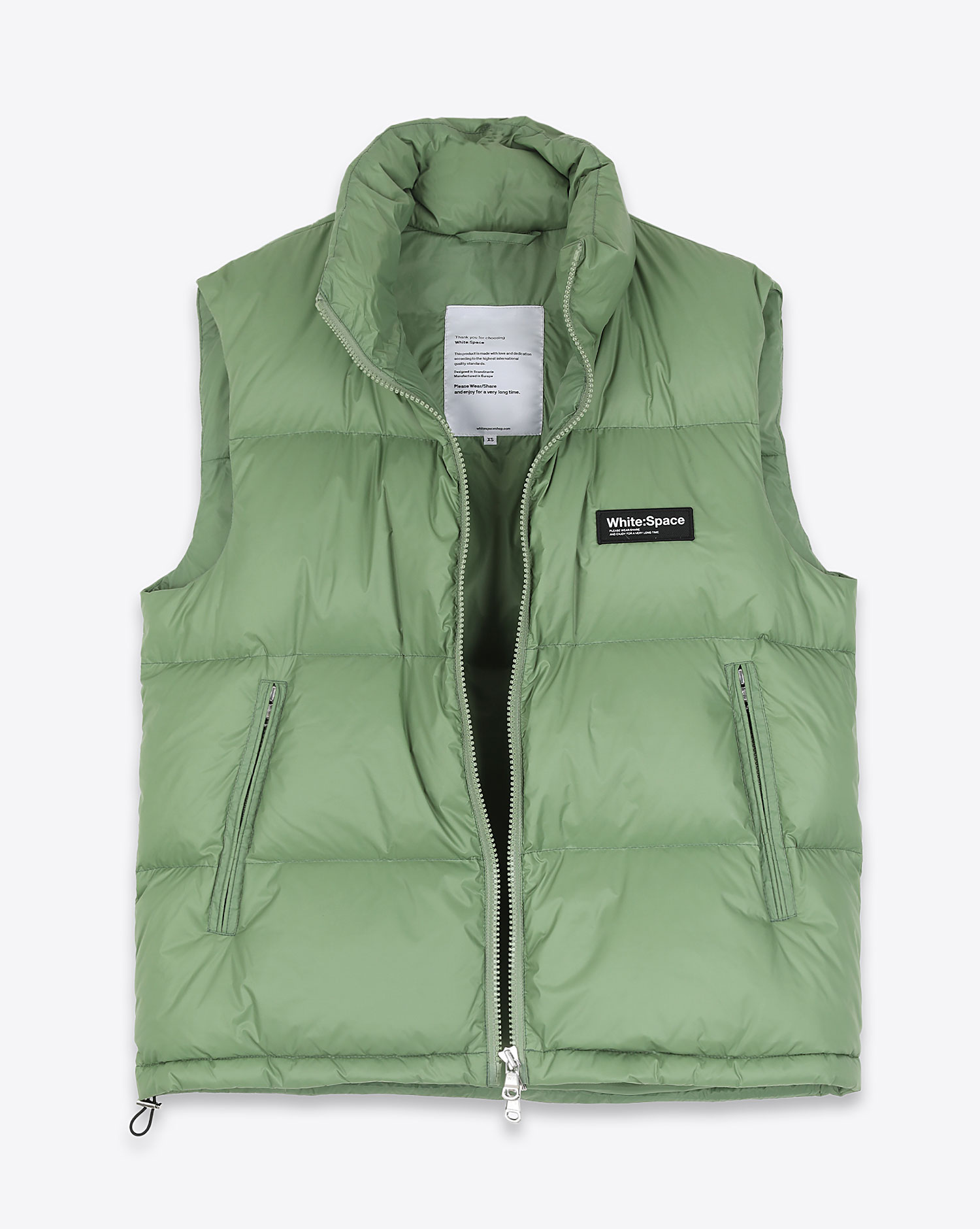 Doudoune sans manches White Space Scott Down Vest Jade Green. Ouverte.