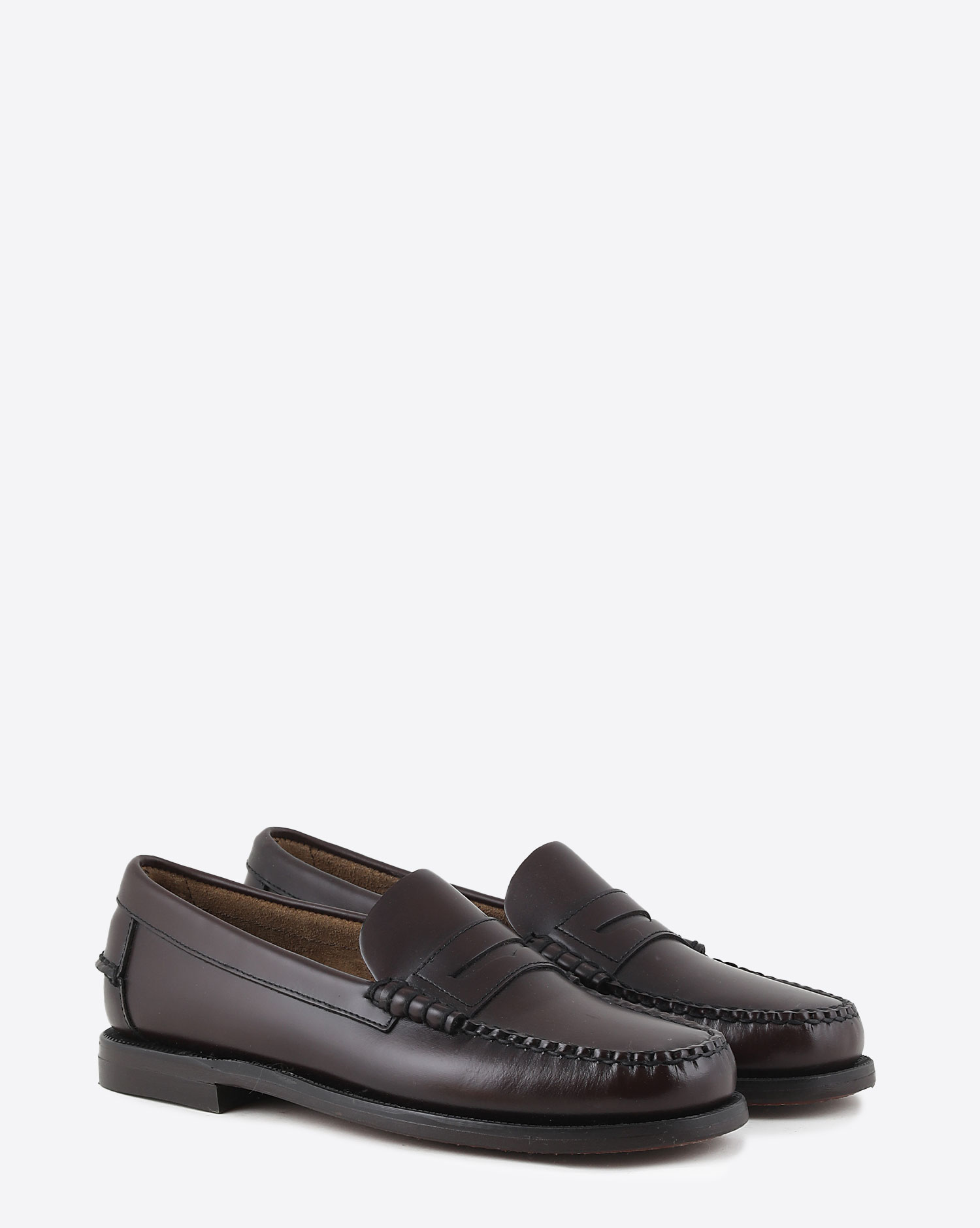 Mocassins Sebago en cuir lisse bordeaux Luxe et Elegance