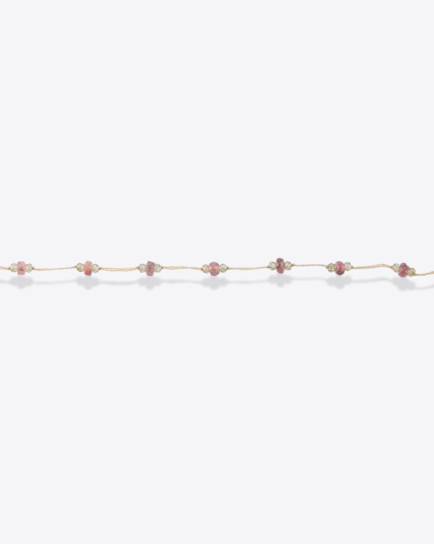 Bracelet Sharing T.Bee Duo Tourmaline Rose sur cordon beige 
