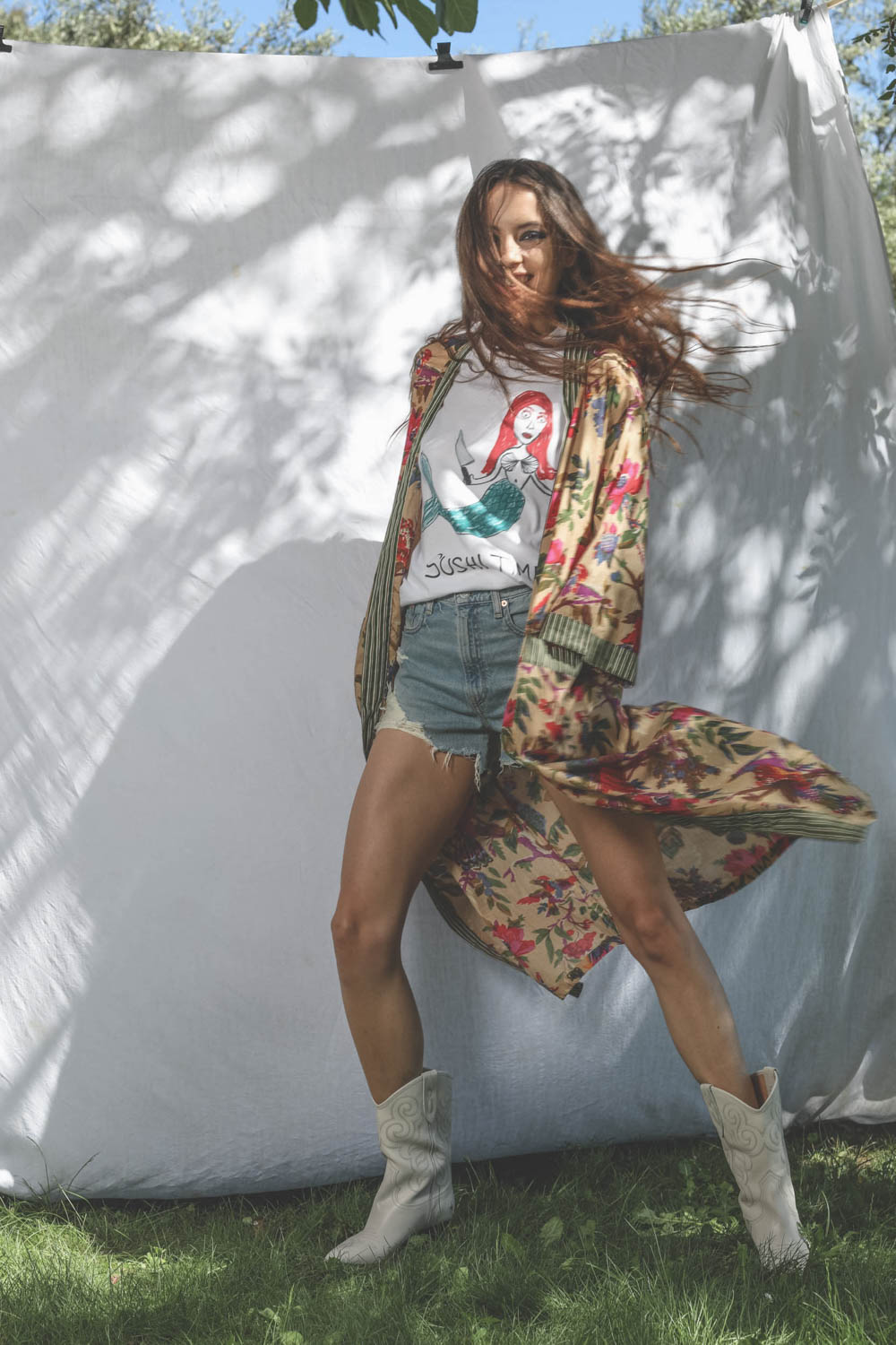 Kimono Sharing  Beige Vert