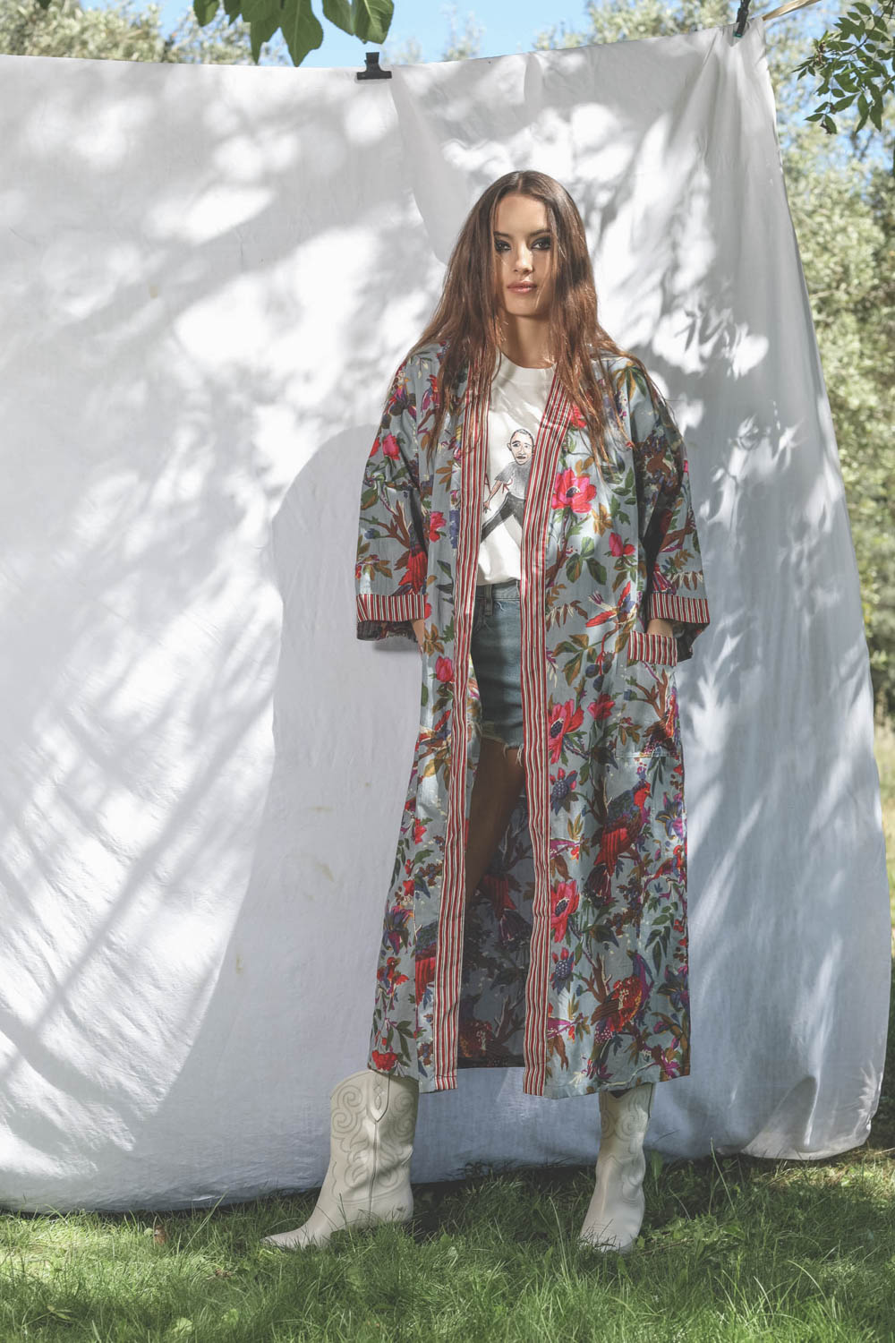 Kimono  Bleu Pigeon Sharing