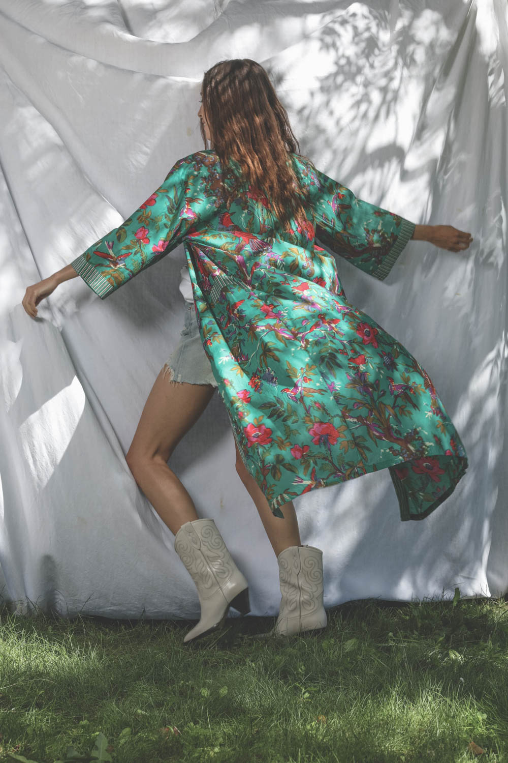  Sharing Kimono  Vert d'eau brun 