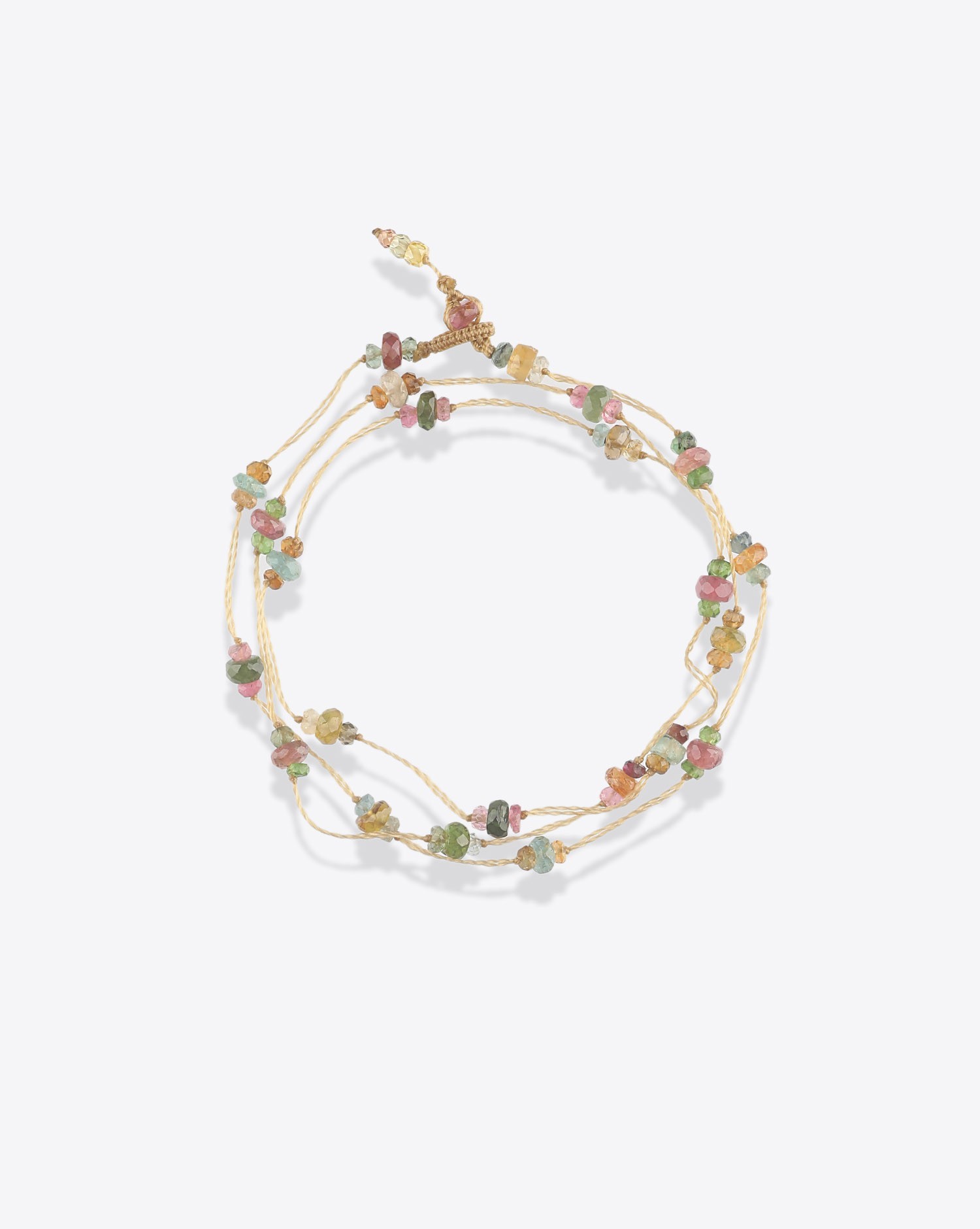 Image du produit Sharing Bracelet 3 Tours Loopy Tourmaline - Cordon Beige - 2