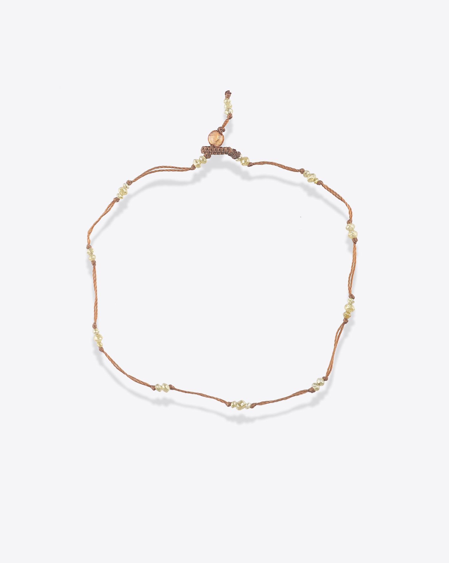 Image du produit Sharing Bracelet T.Bee Diamant Perles Diamant et Champagne - Cordon Tabac  