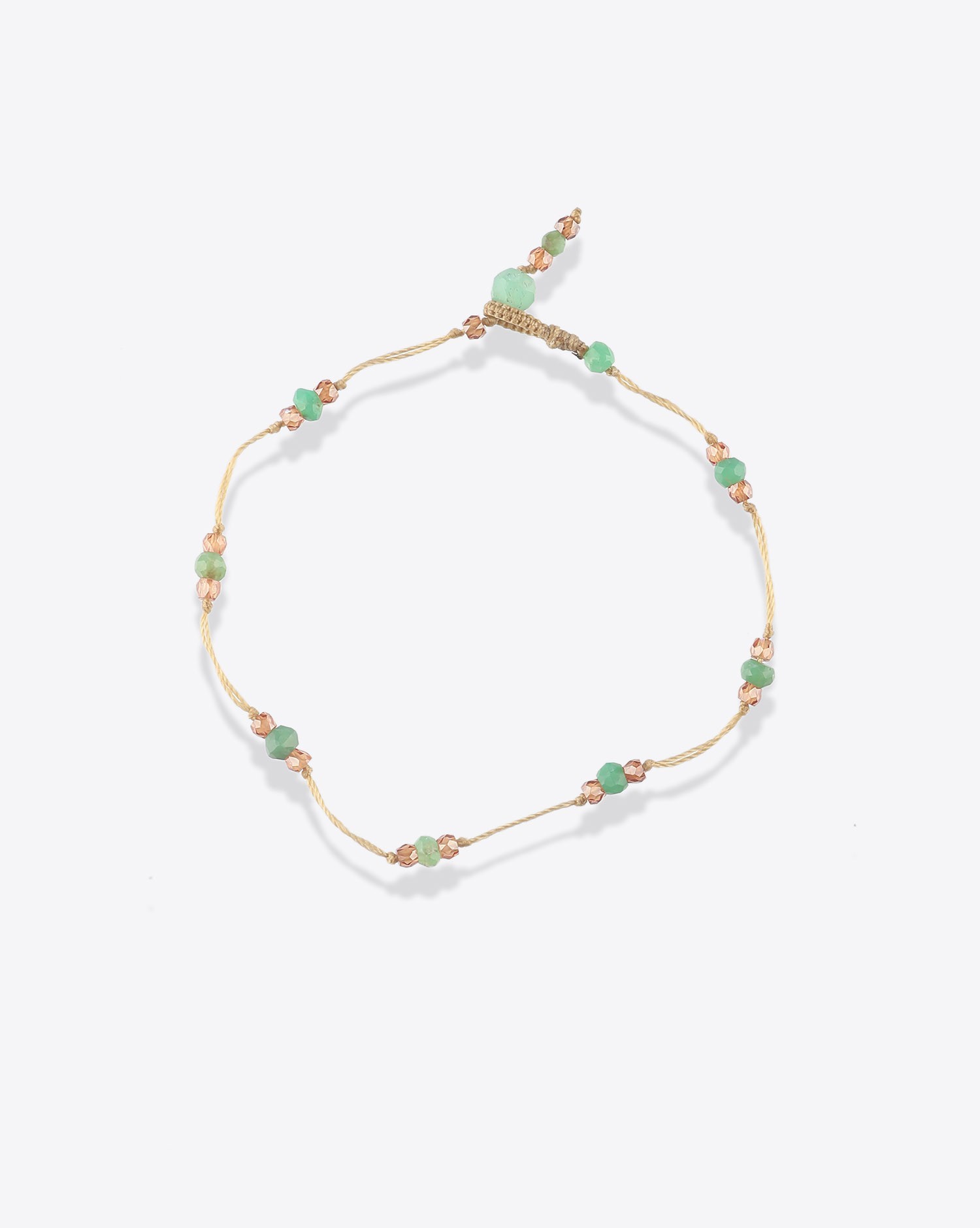 Image du produit Sharing Bracelet T.Bee Duo Sparkly Peridot Zirconium - Cordon Beige  