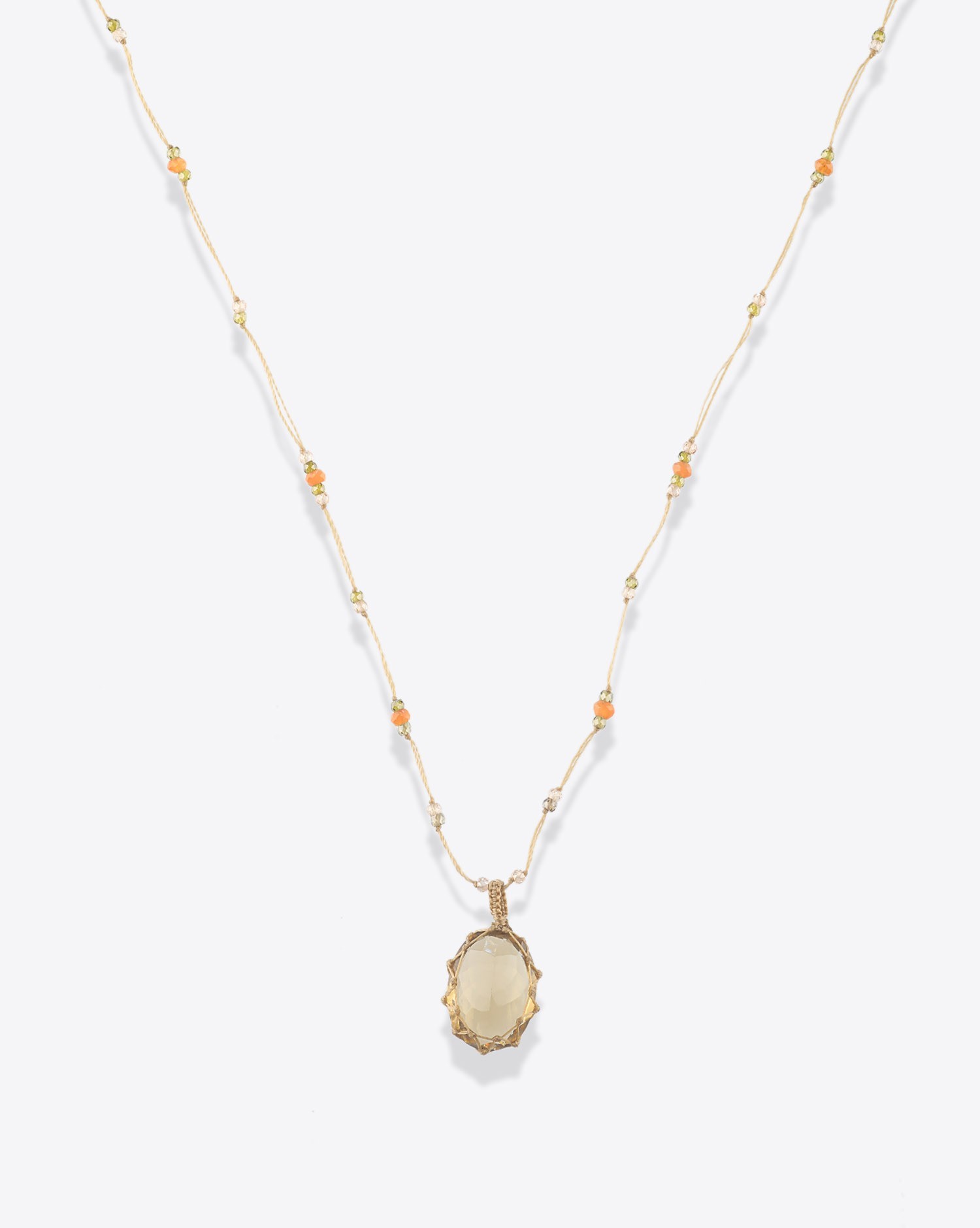 Image du produit Sharing Collier Court Tibétain Sur Cordon Beige 1 - Honey Quartz - 2