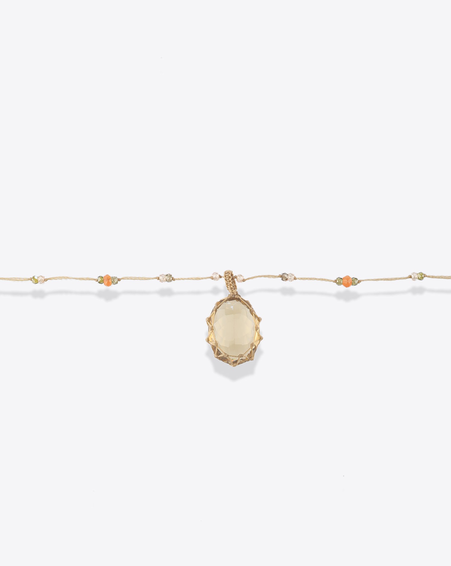 Image du produit Sharing Collier Court Tibétain Sur Cordon Beige 1 - Honey Quartz - 3