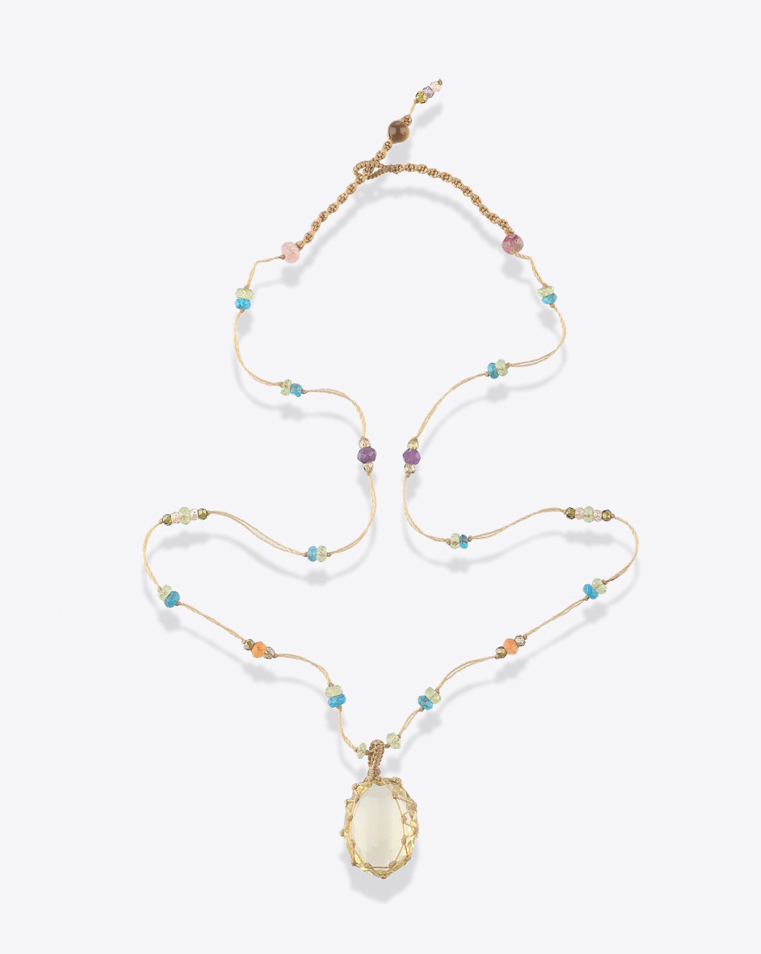 Image du produit Sharing Collier Court Tibétain Sur Cordon Beige - Citrine  