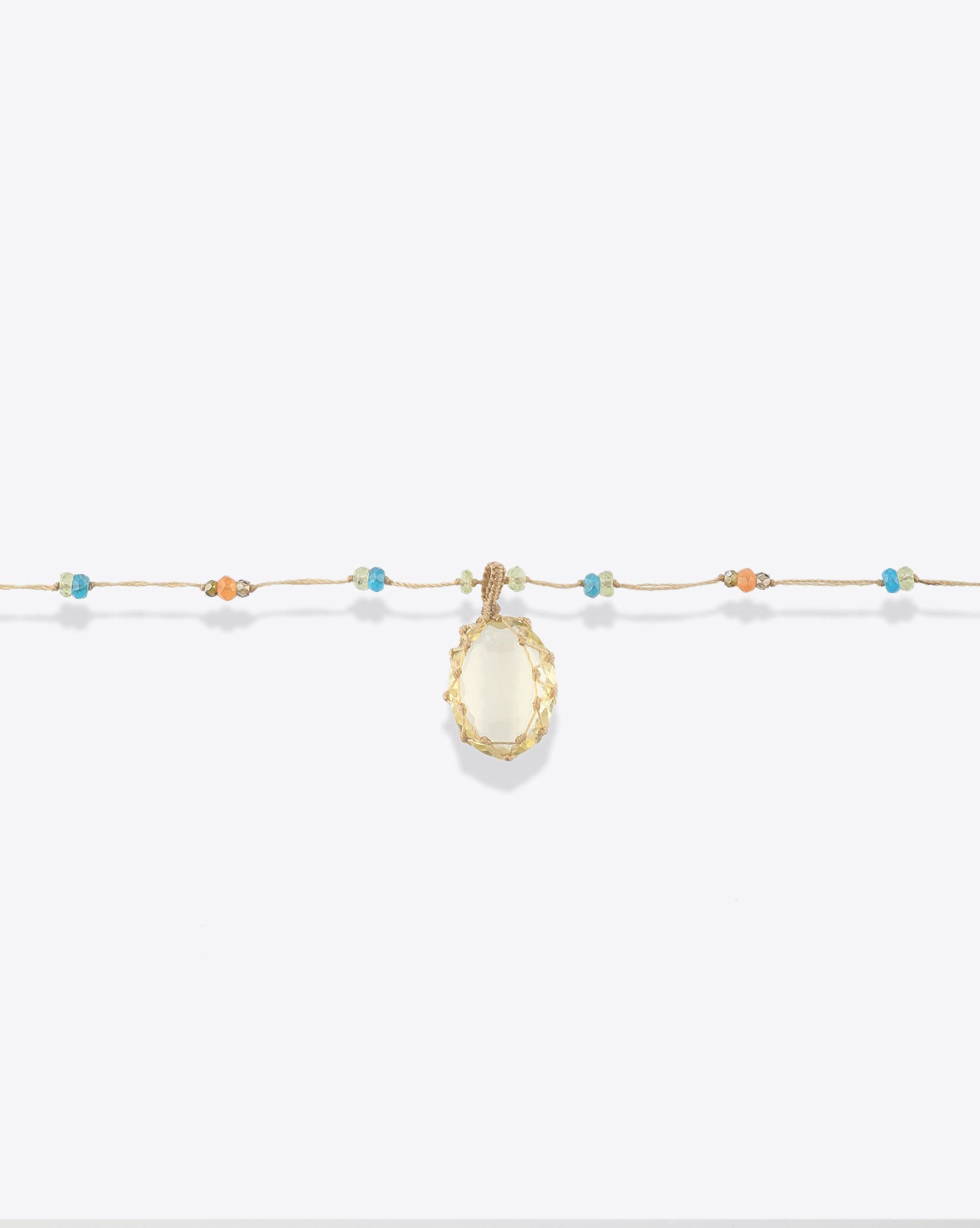 Image du produit Sharing Collier Court Tibétain Sur Cordon Beige - Citrine   - 3